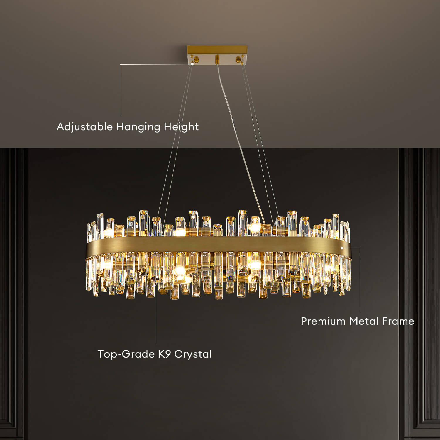 Luxora Elegance Gold Crystal Chandelier