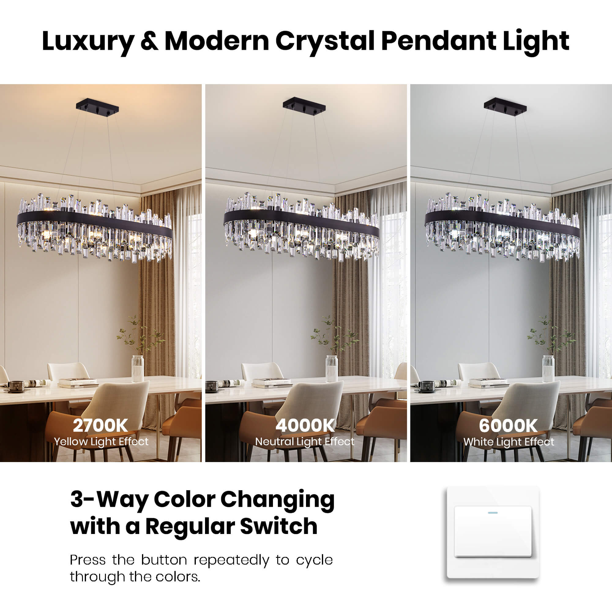 Luxora Modern Black Crystal Chandelier