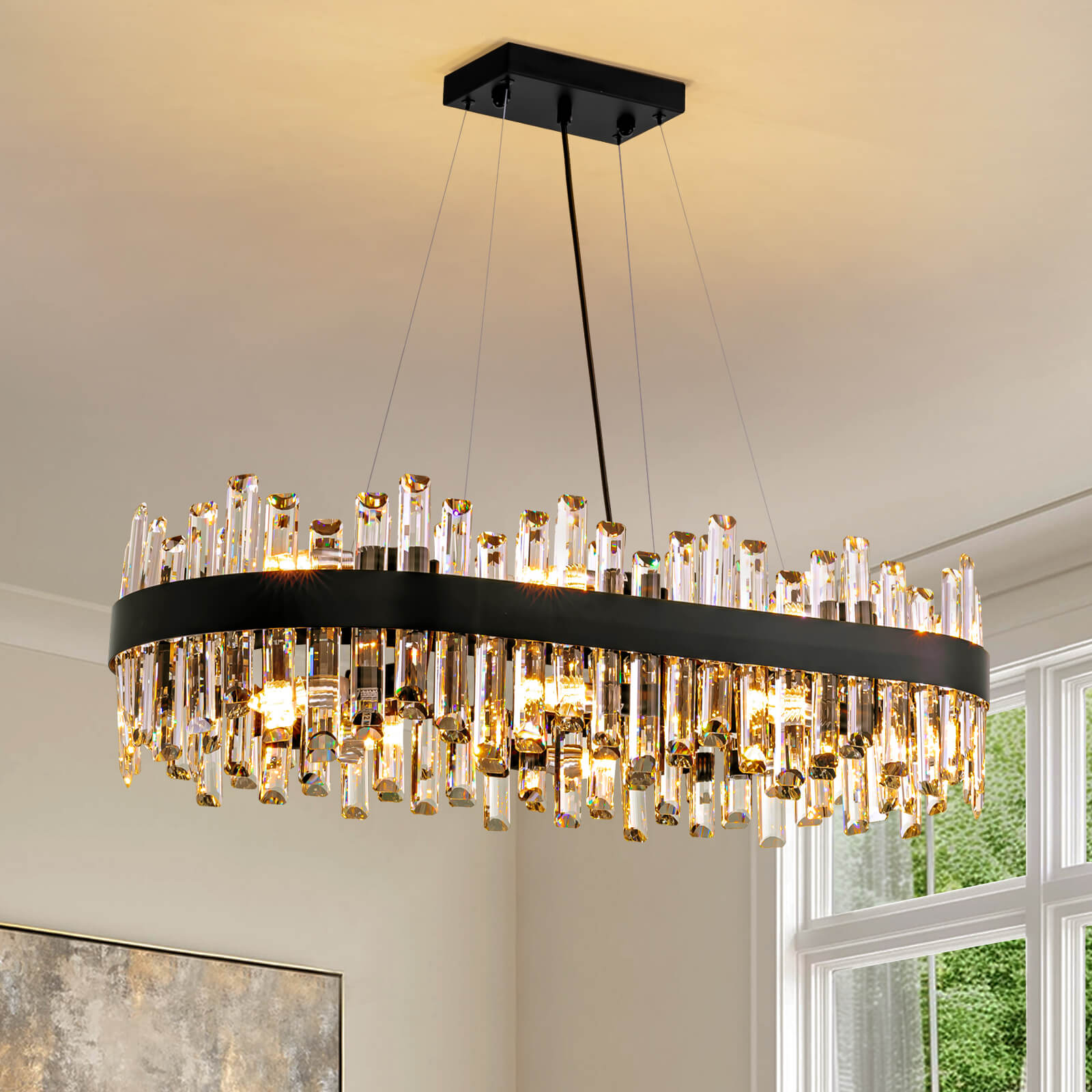 Luxora Modern Black Crystal Chandelier