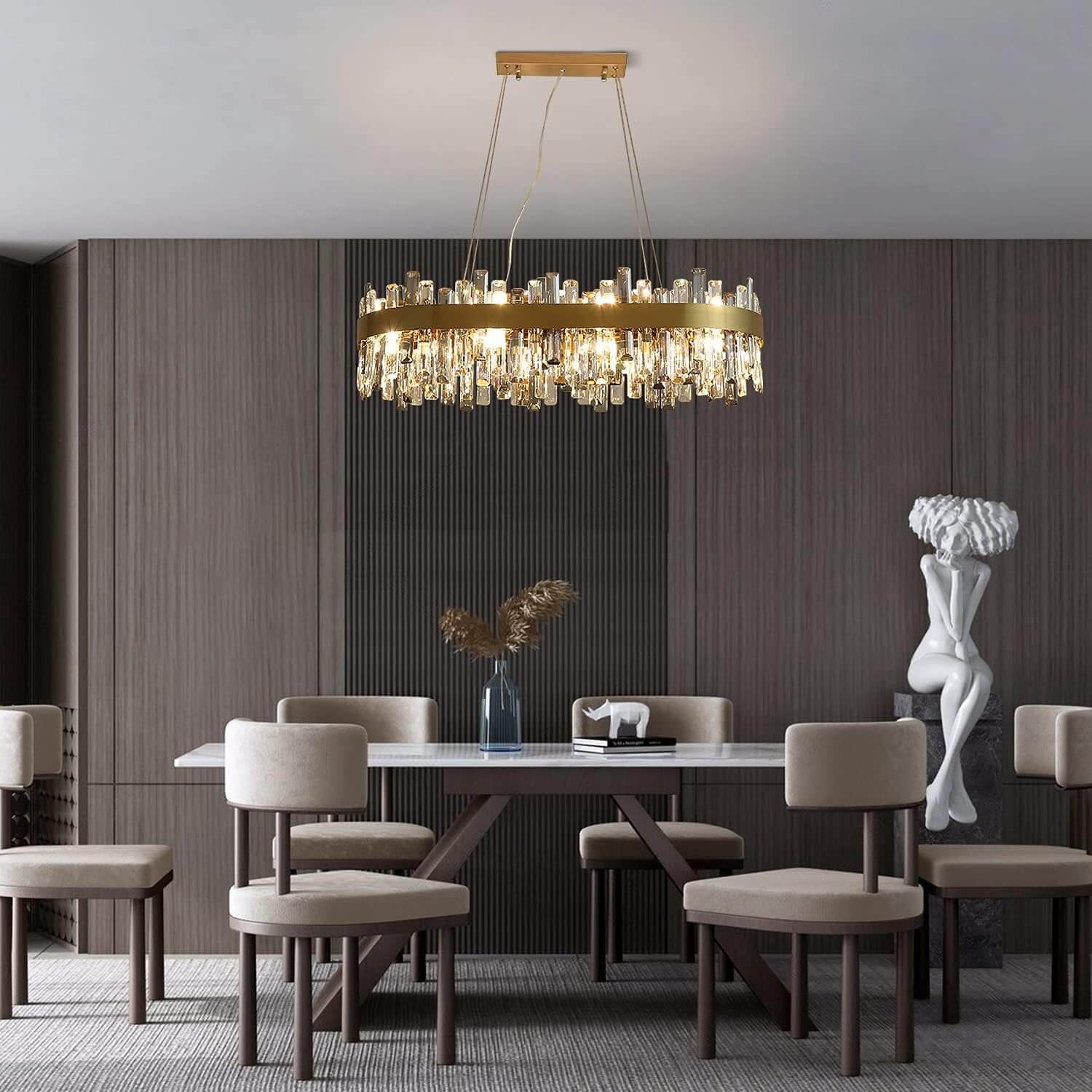 Luxora Elegance Gold Dual-tone Crystal Chandelier