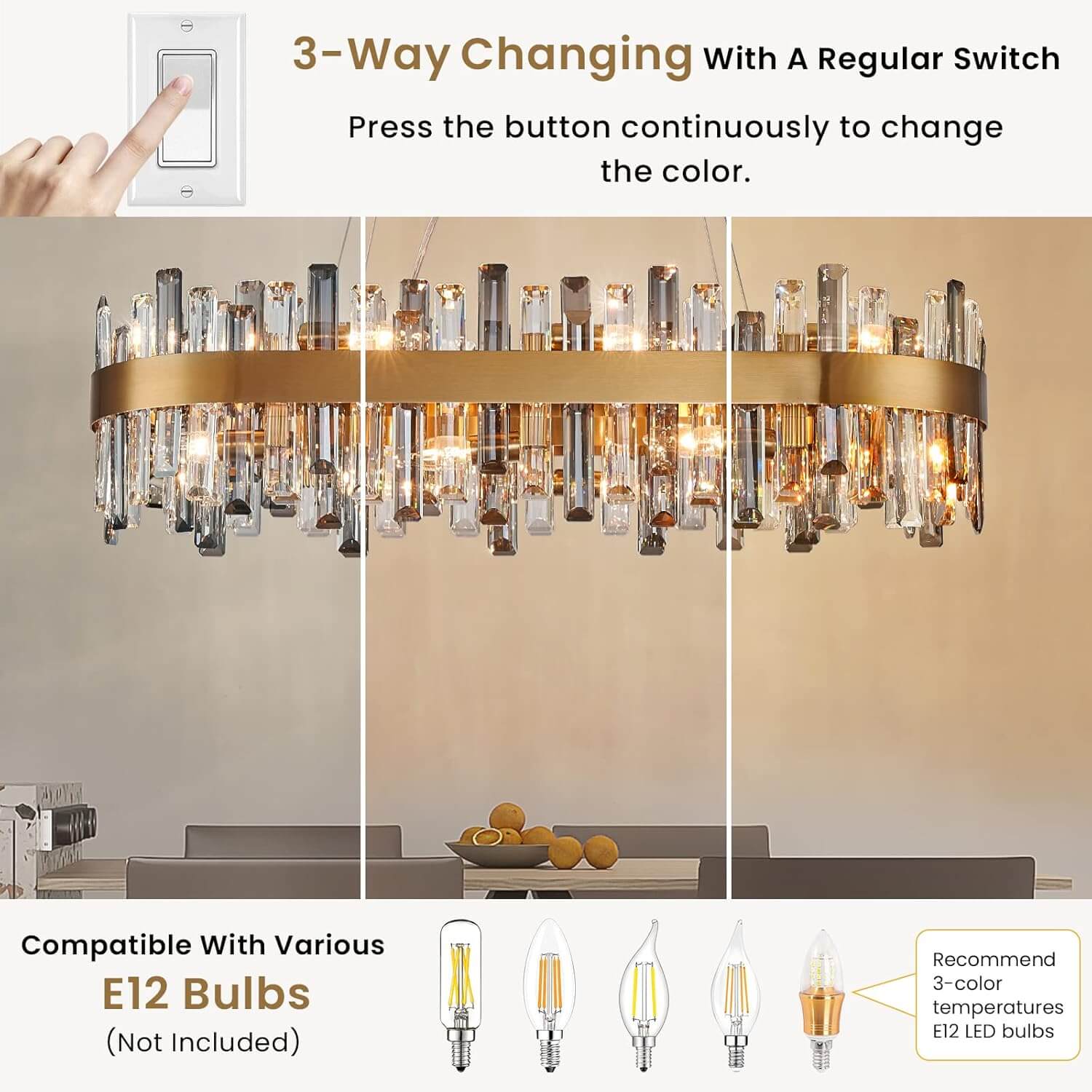 Luxora Elegance Gold Dual-tone Crystal Chandelier