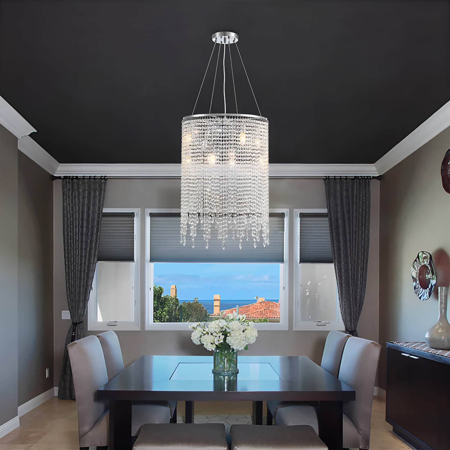 Luxury Linear Round Contemporary Island Crystal Chandelier