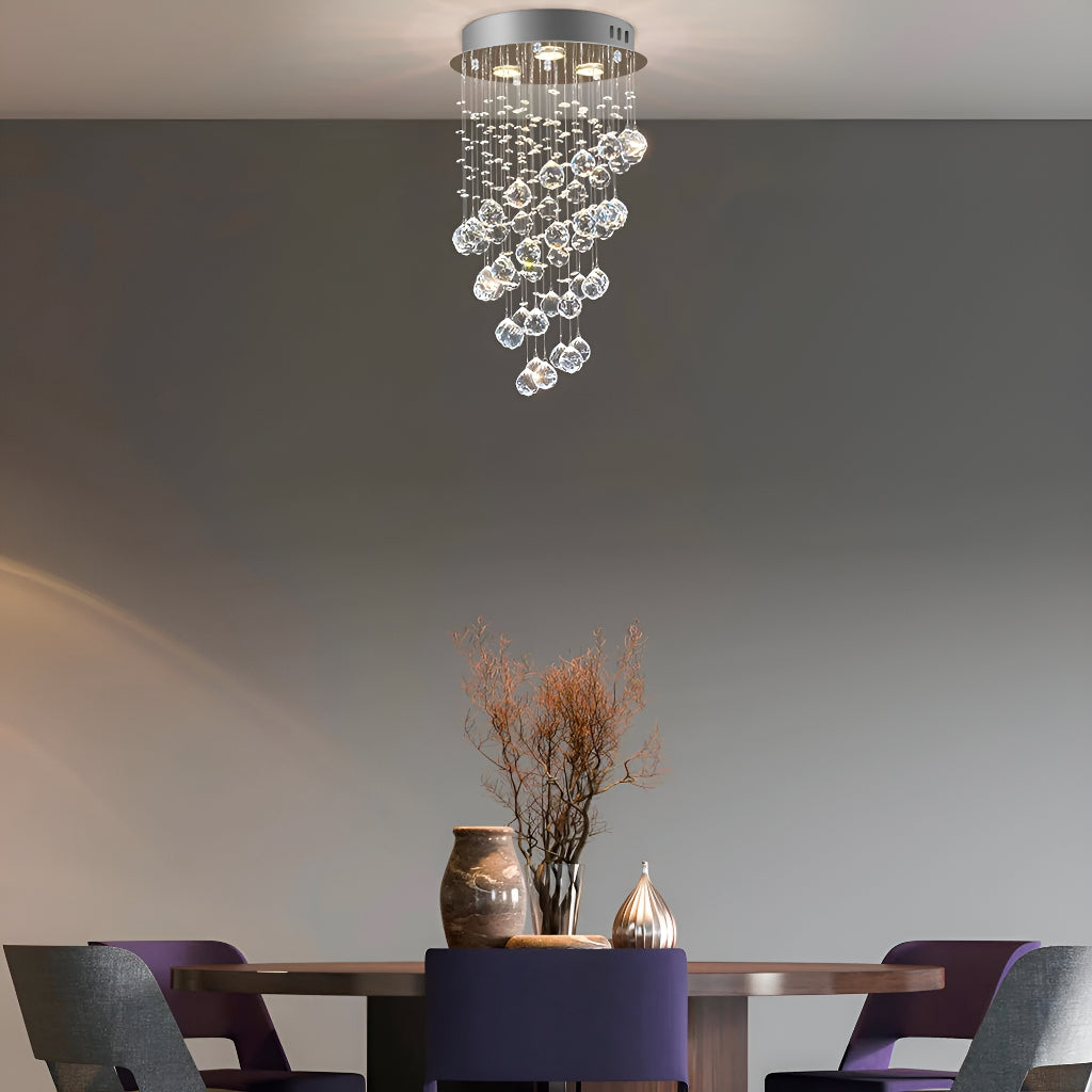 Mini Modern Spiral Rain Drop Crystal Bathroom Chandelier