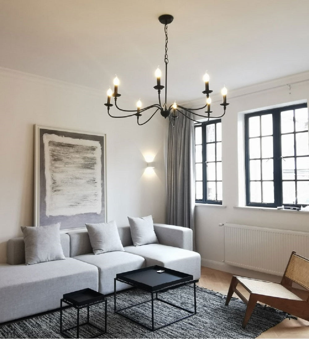 Modern Farmhouse Black Metal  Chandelier