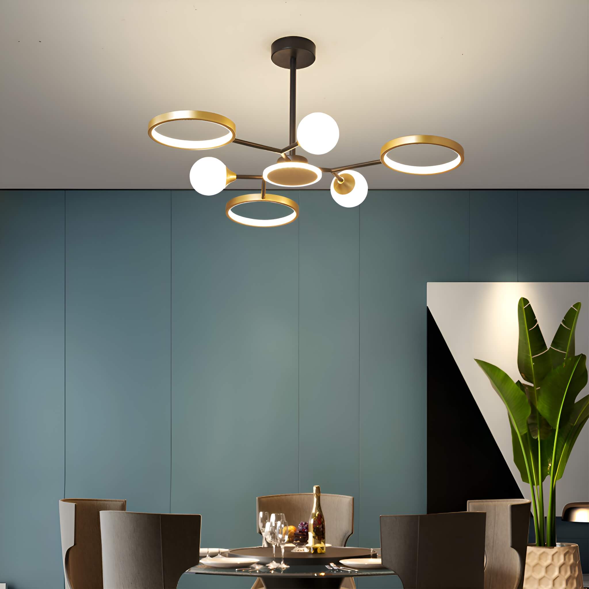 Gold Rings Modern Sputnik Ceiling Lights