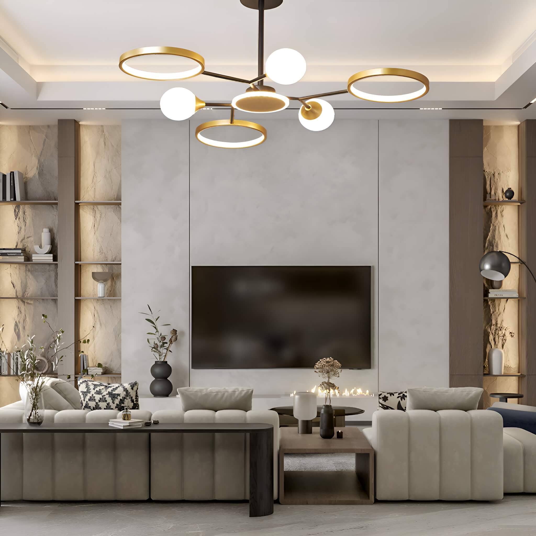 Gold Rings Modern Sputnik Ceiling Lights