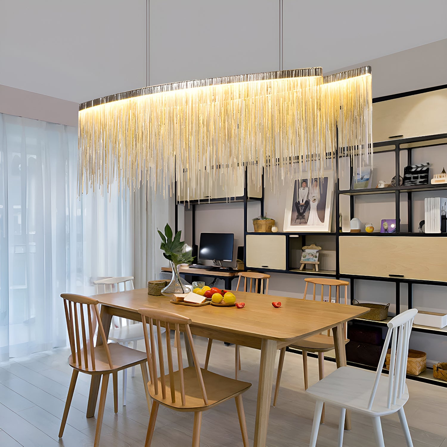 Modern Linear Aluminum Chandelier for Dining room