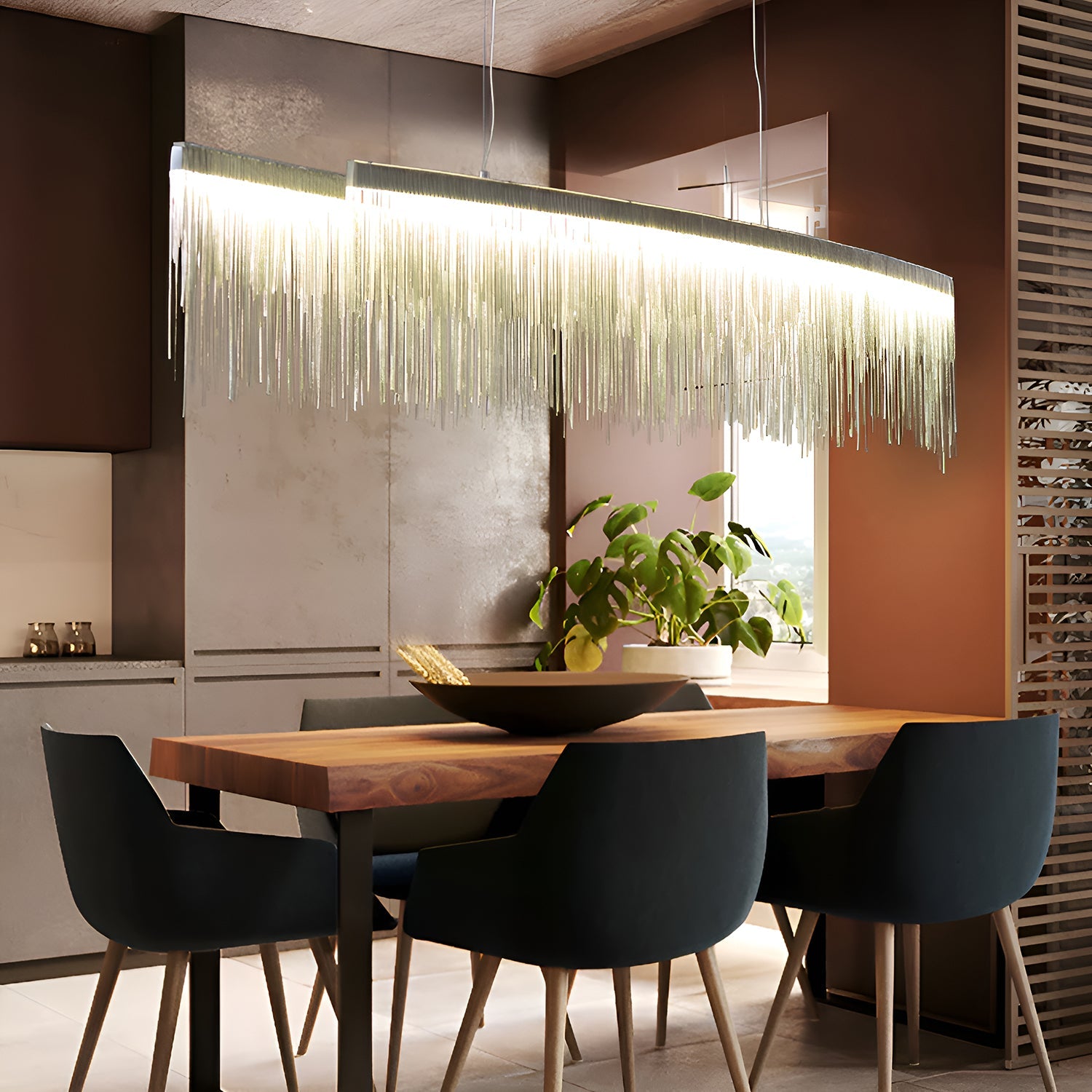 Modern Linear Aluminum Chandelier for Dining room