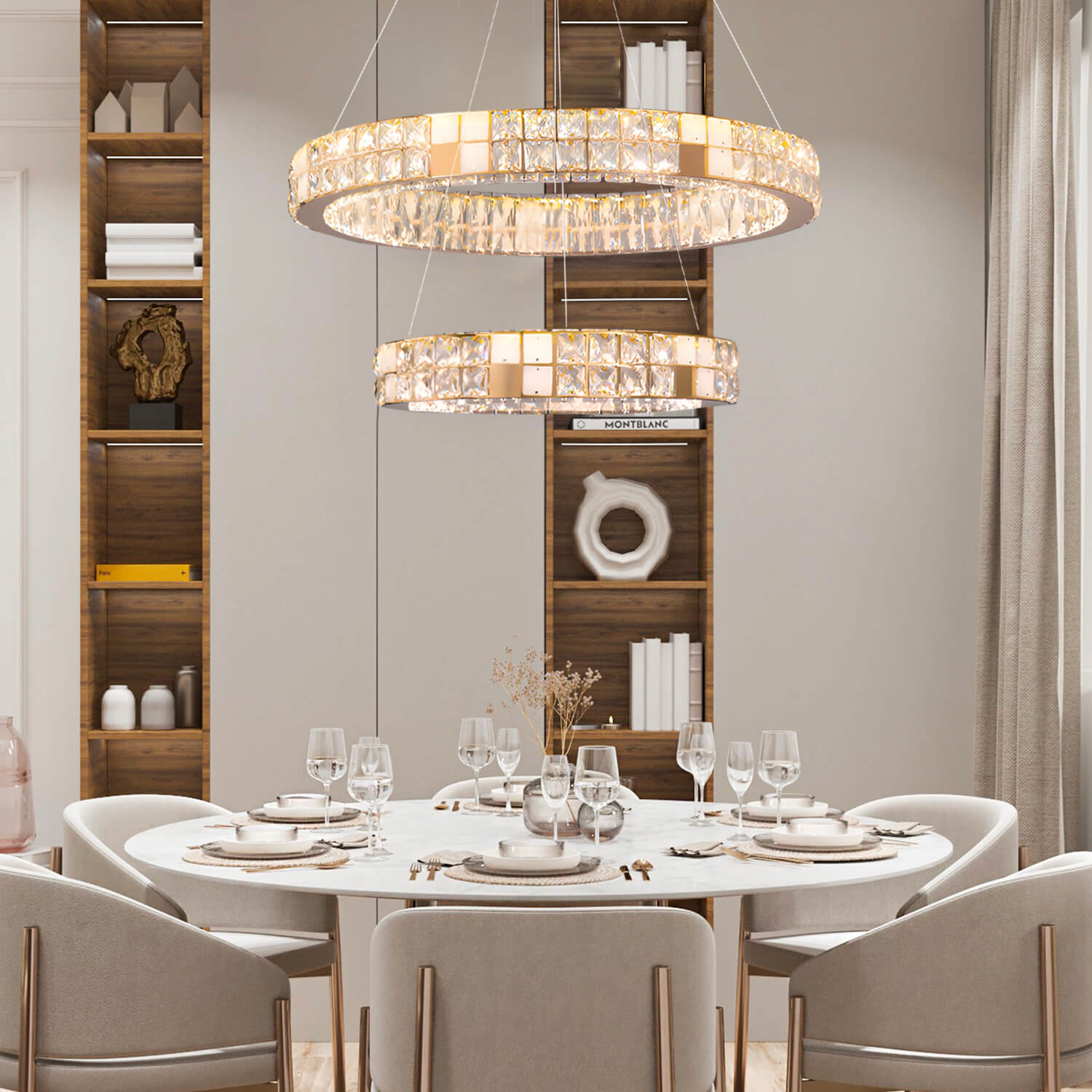 Modern Luxury Crystal and Marble Chandelier