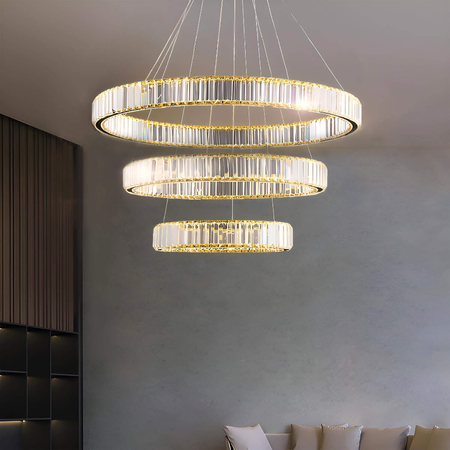 Modern Luxury Crystal Chandelier Elegant Circular Duplex Living Room and Dining Room Lighting