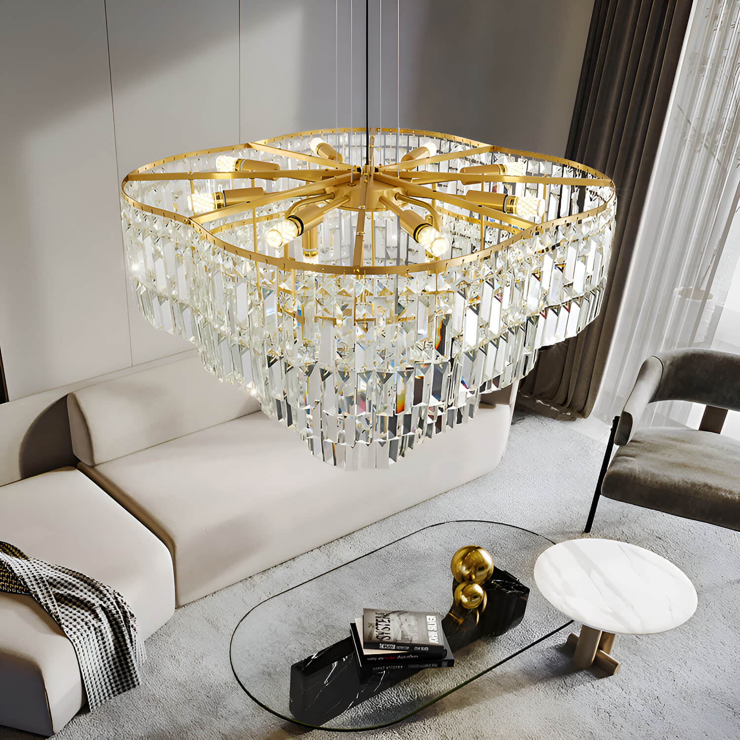 Modern Luxury Gold Crystal  Chandelier