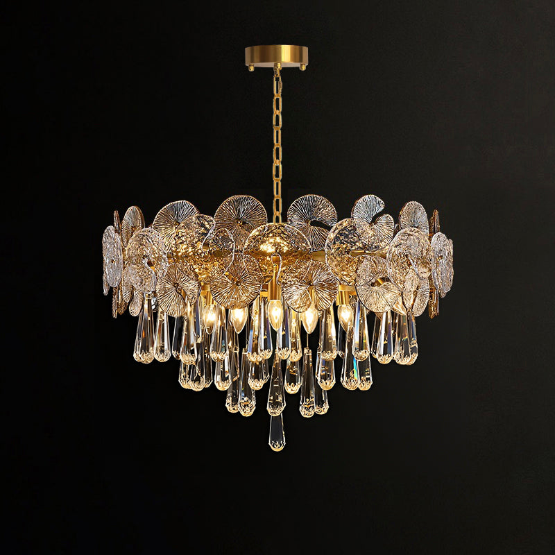 Modern Luxury Gold Glass Chandelier for Living Room