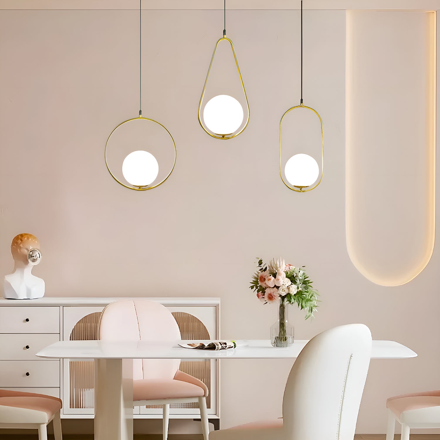 Glass Pendant Round Light in Modern Minimalist Style