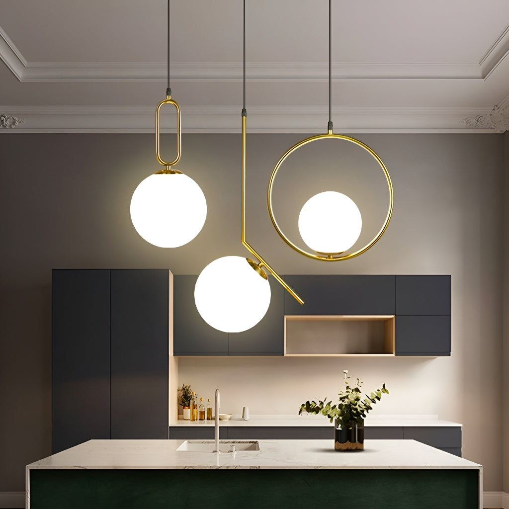 Glass Pendant Round Light in Modern Minimalist Style