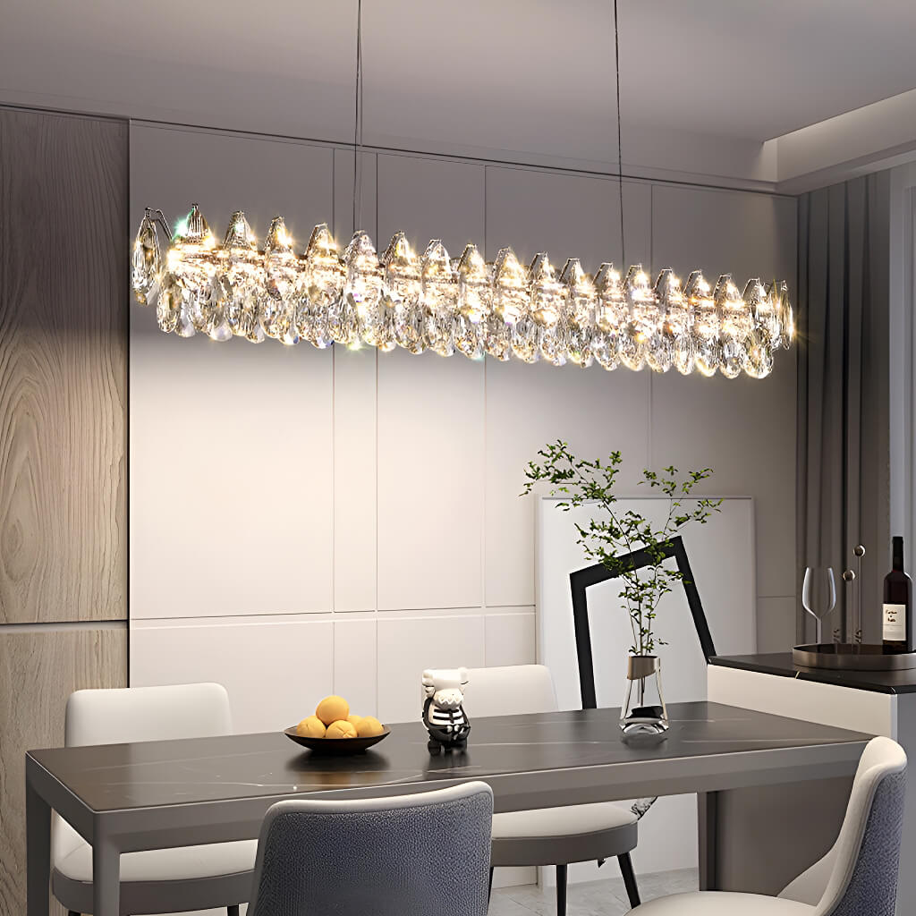 Modern Raindrops Crystal Rectangle Chandelier Living Room