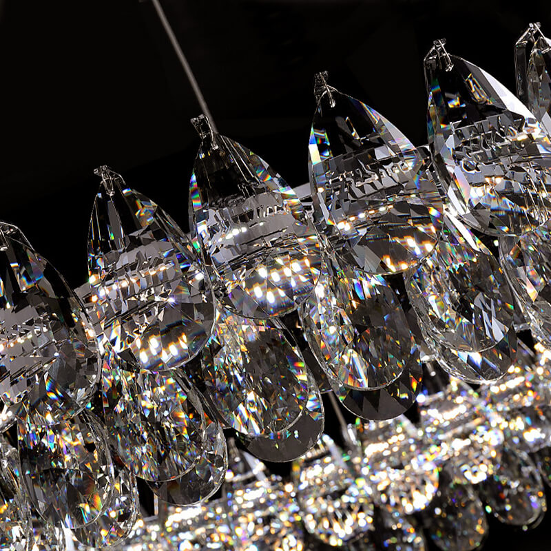 Modern Raindrops Crystal Rectangle Chandelier Living Room