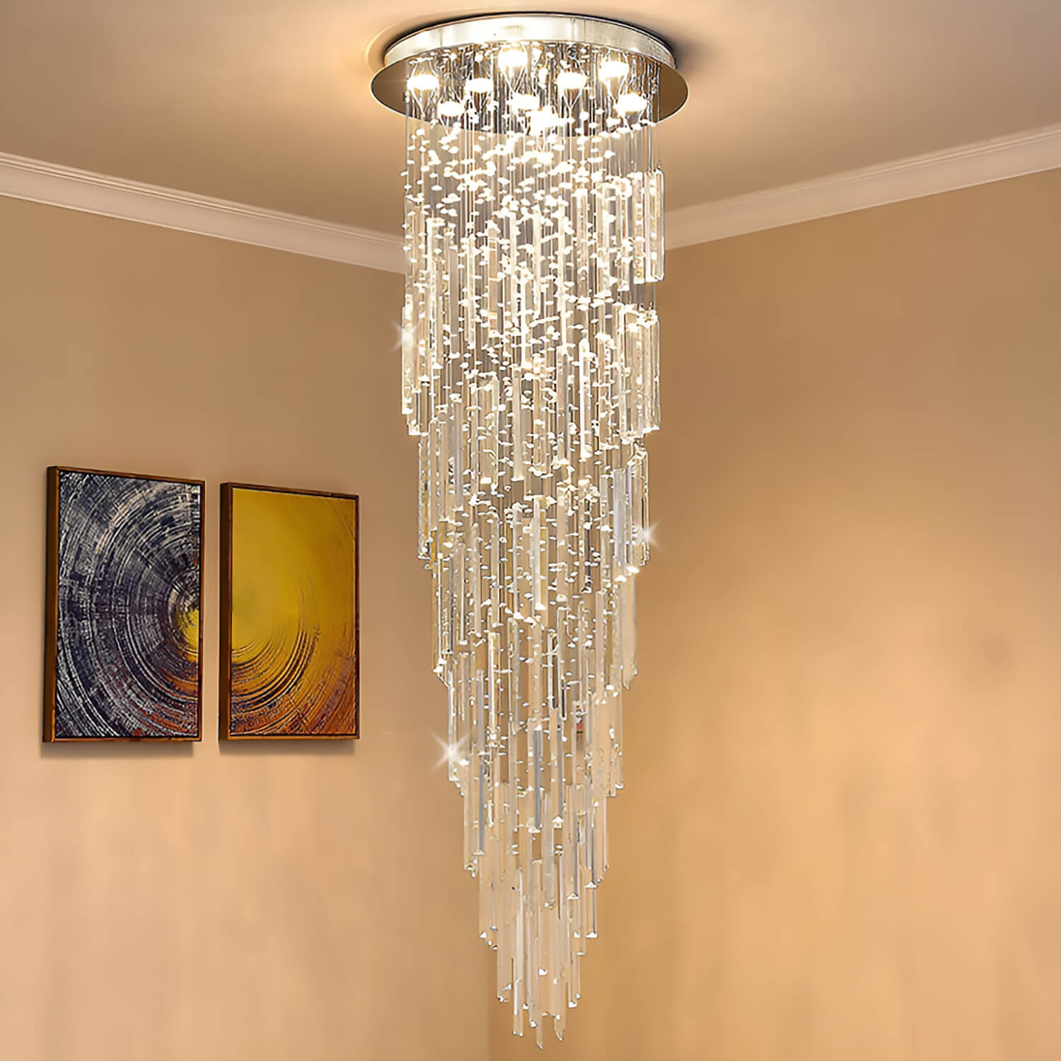 Modern Spiral Crystal Chandelier - Staircase Chandelier