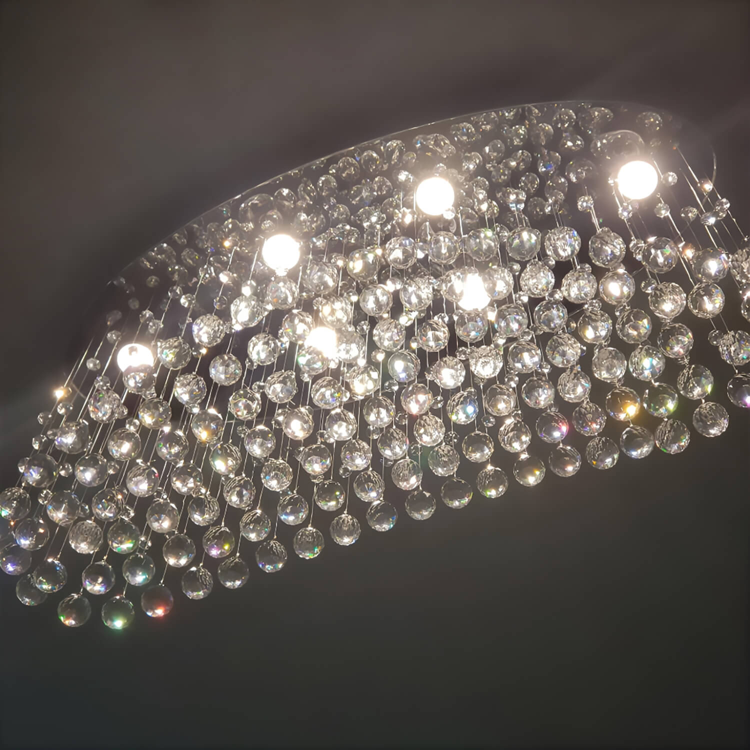 Modern Wave Rain Drop Clear Crystal Chandelier - Oval Ceiling Light