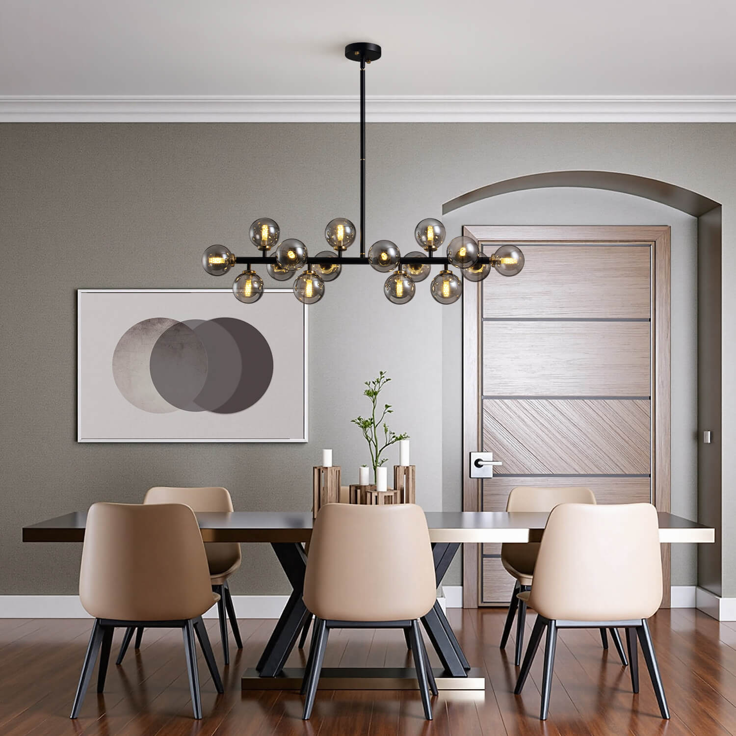 Nebula Gray Bubble Linear Chandelier