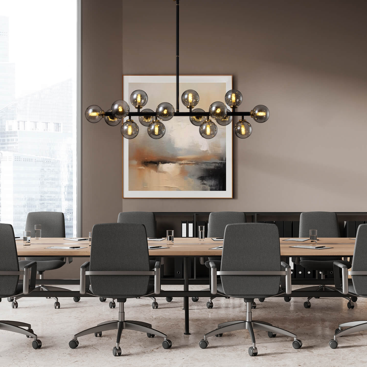 Nebula Gray Bubble Linear Chandelier