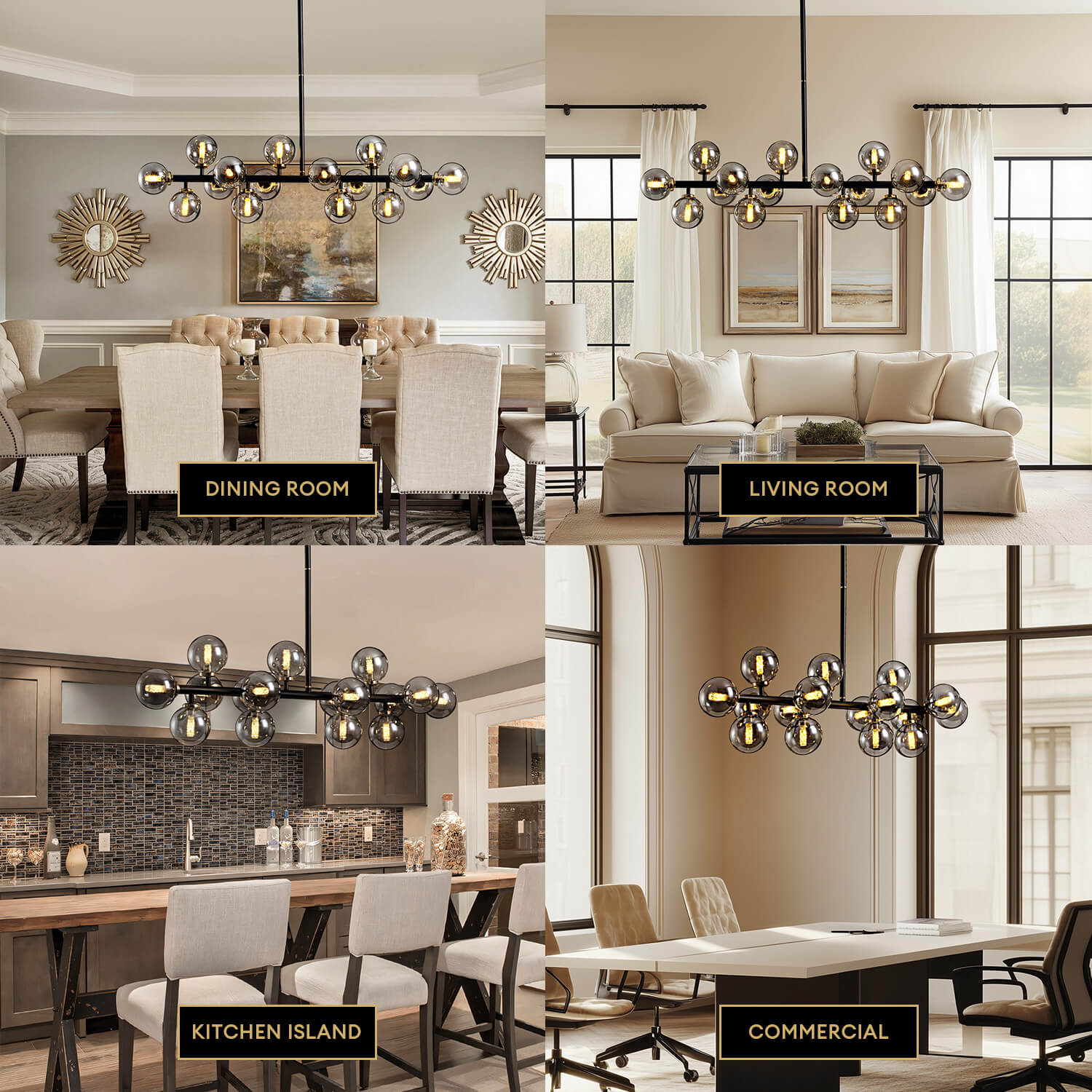 Nebula Gray Bubble Linear Chandelier