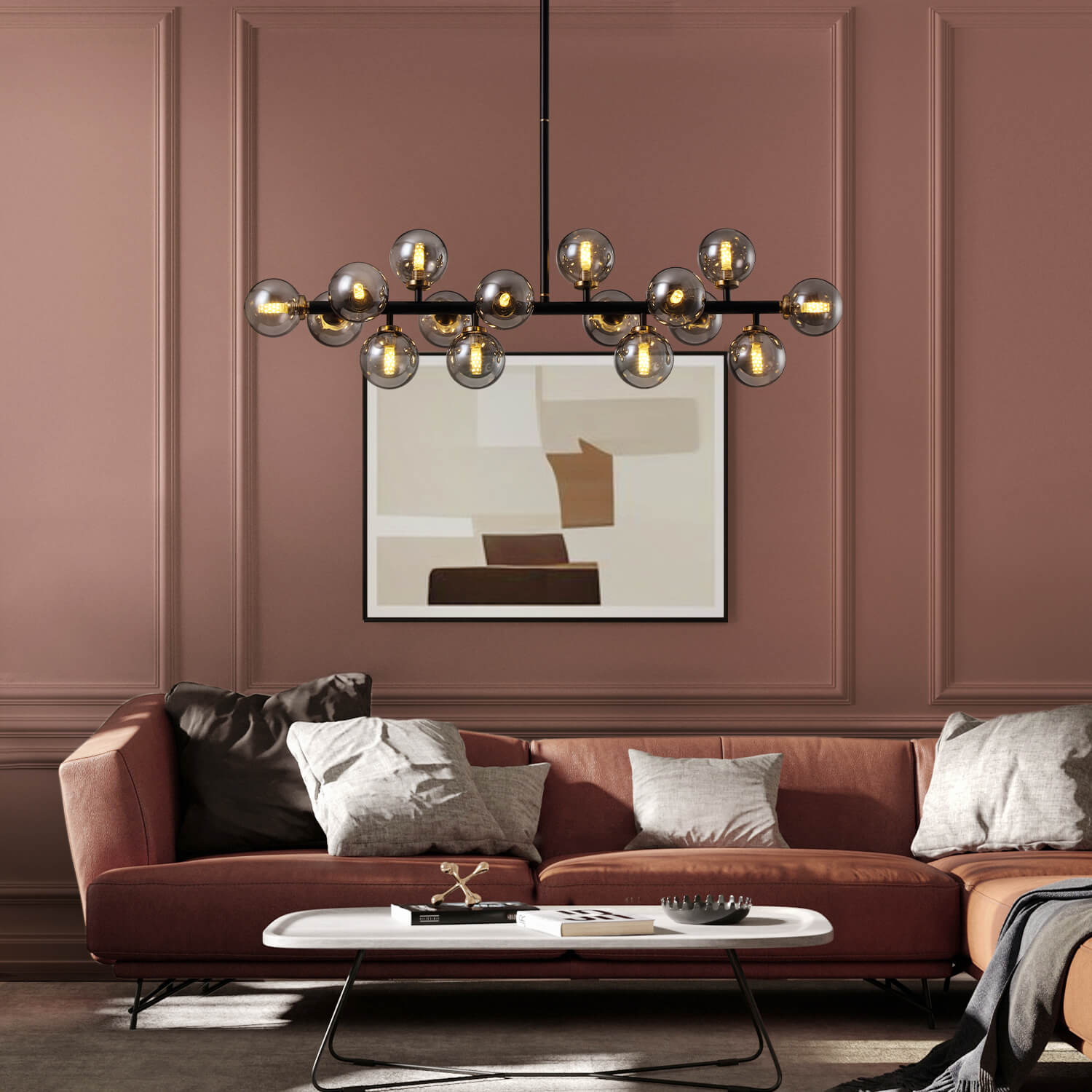 Nebula Gray Bubble Linear Chandelier