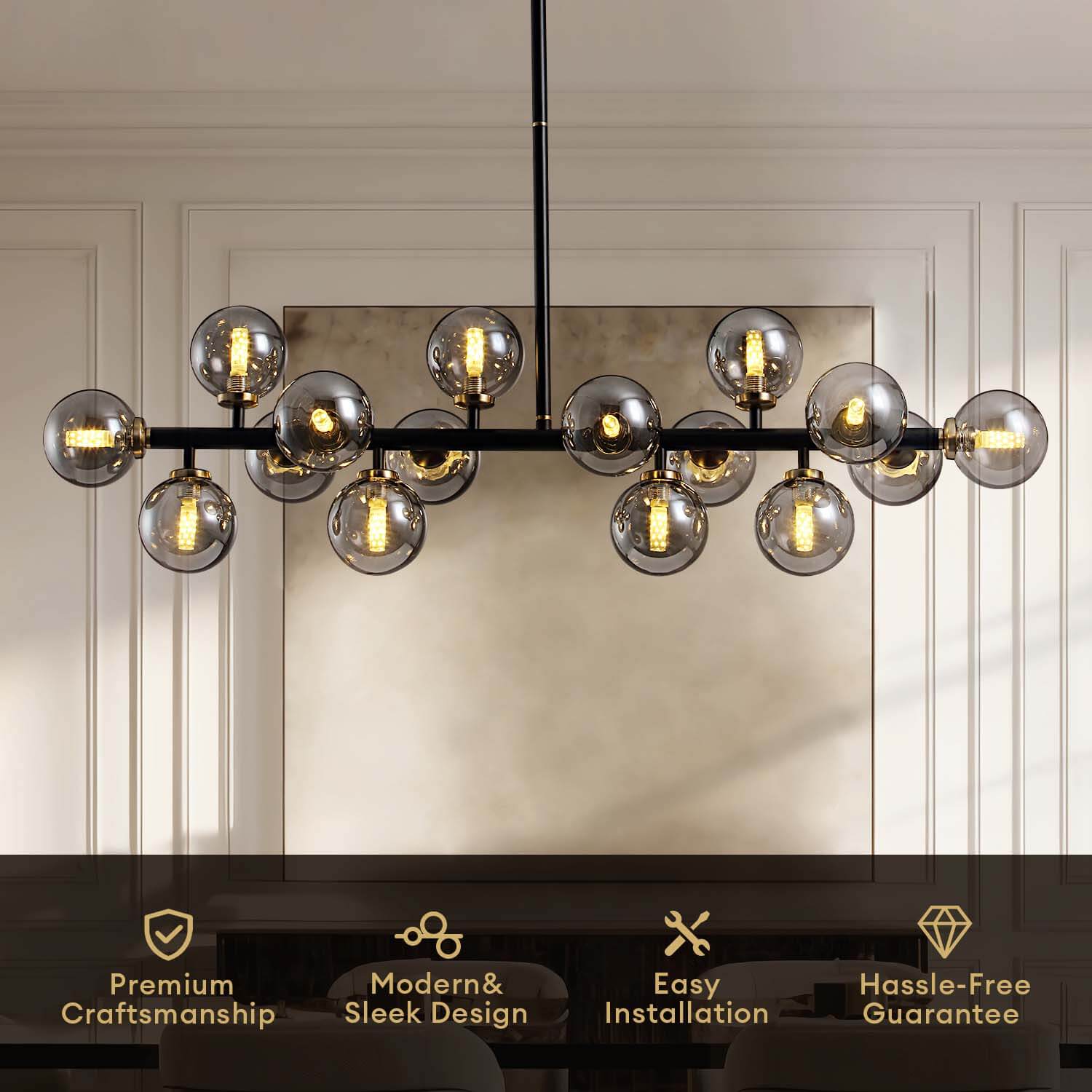 Nebula Gray Bubble Linear Chandelier