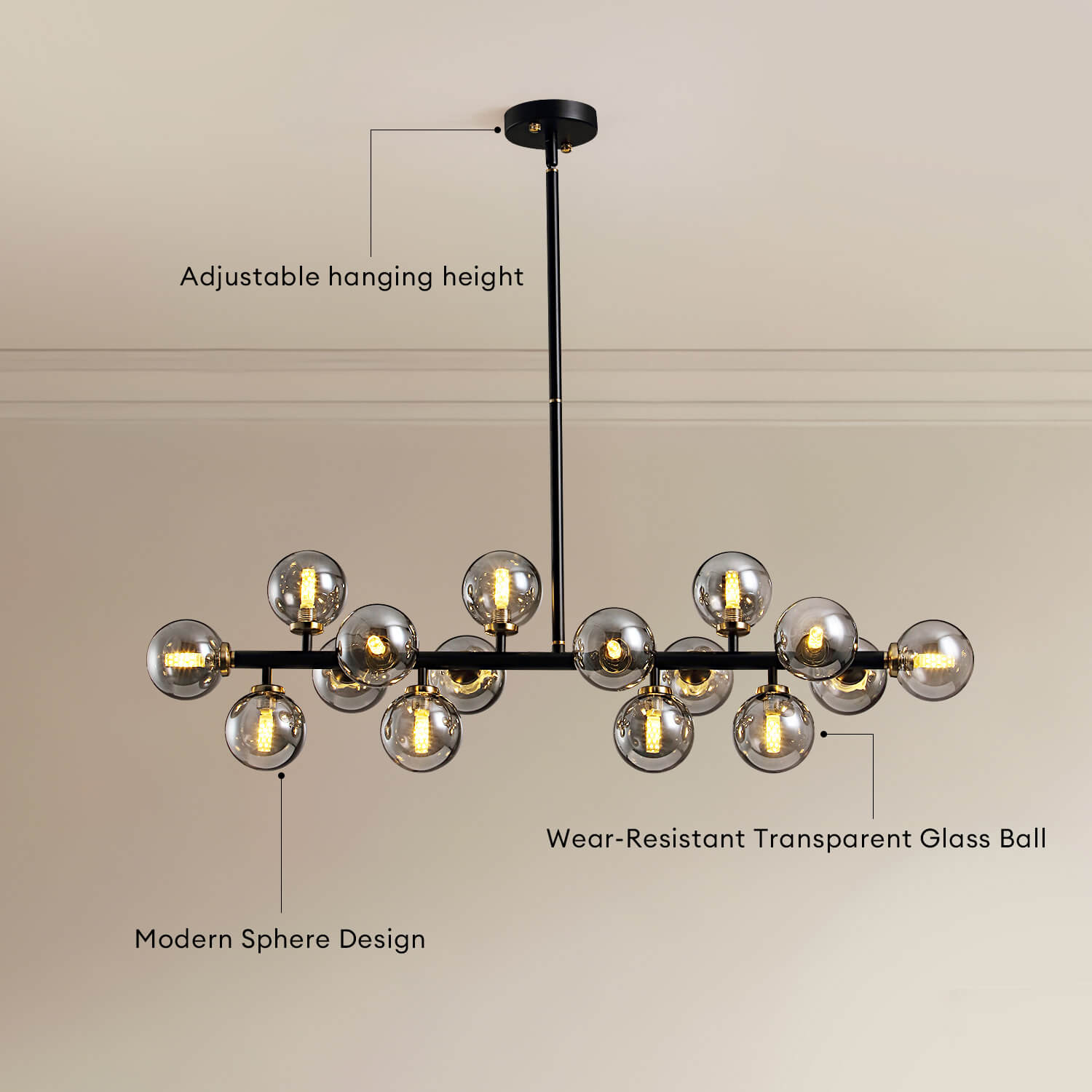 Nebula Gray Bubble Linear Chandelier