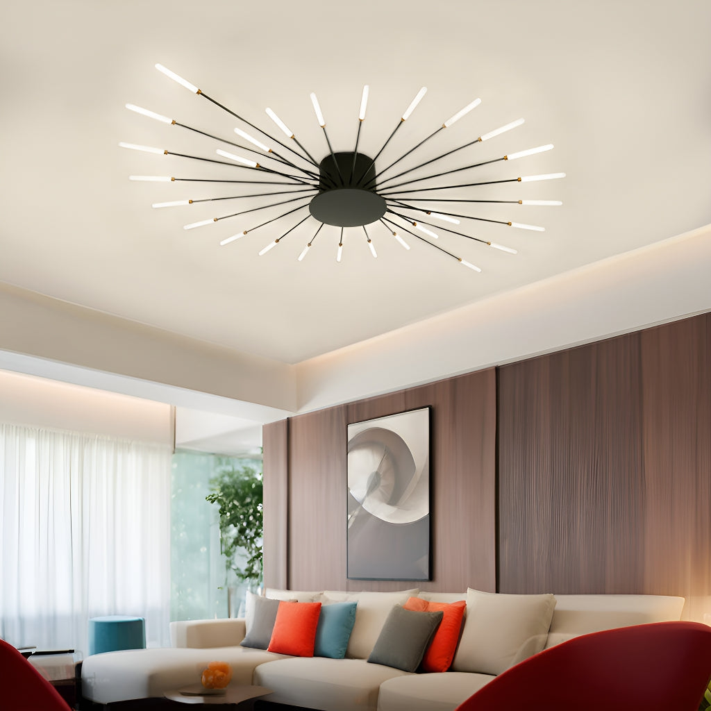 Modern LED Flush Mount Firework Ceiling Light with Metal Acrylic Sputnik Shape