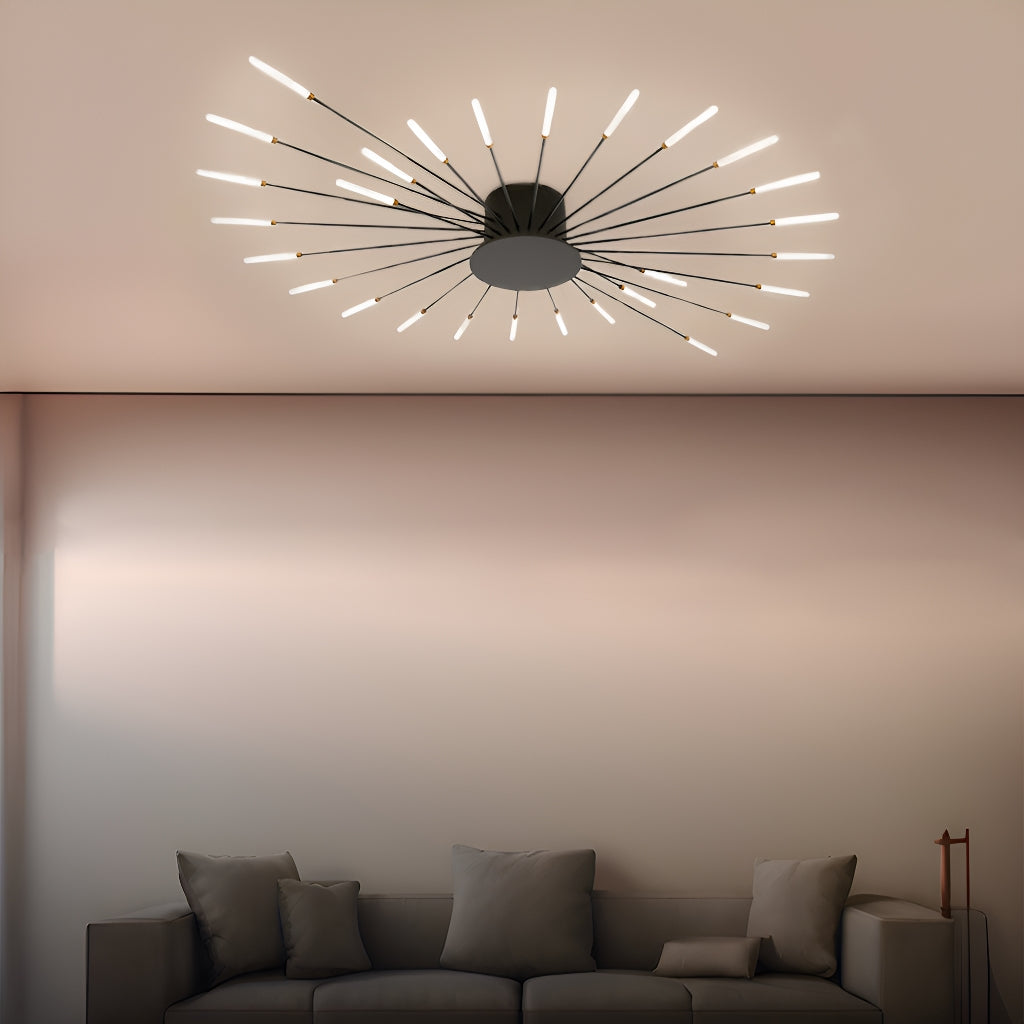 Modern LED Flush Mount Firework Ceiling Light with Metal Acrylic Sputnik Shape