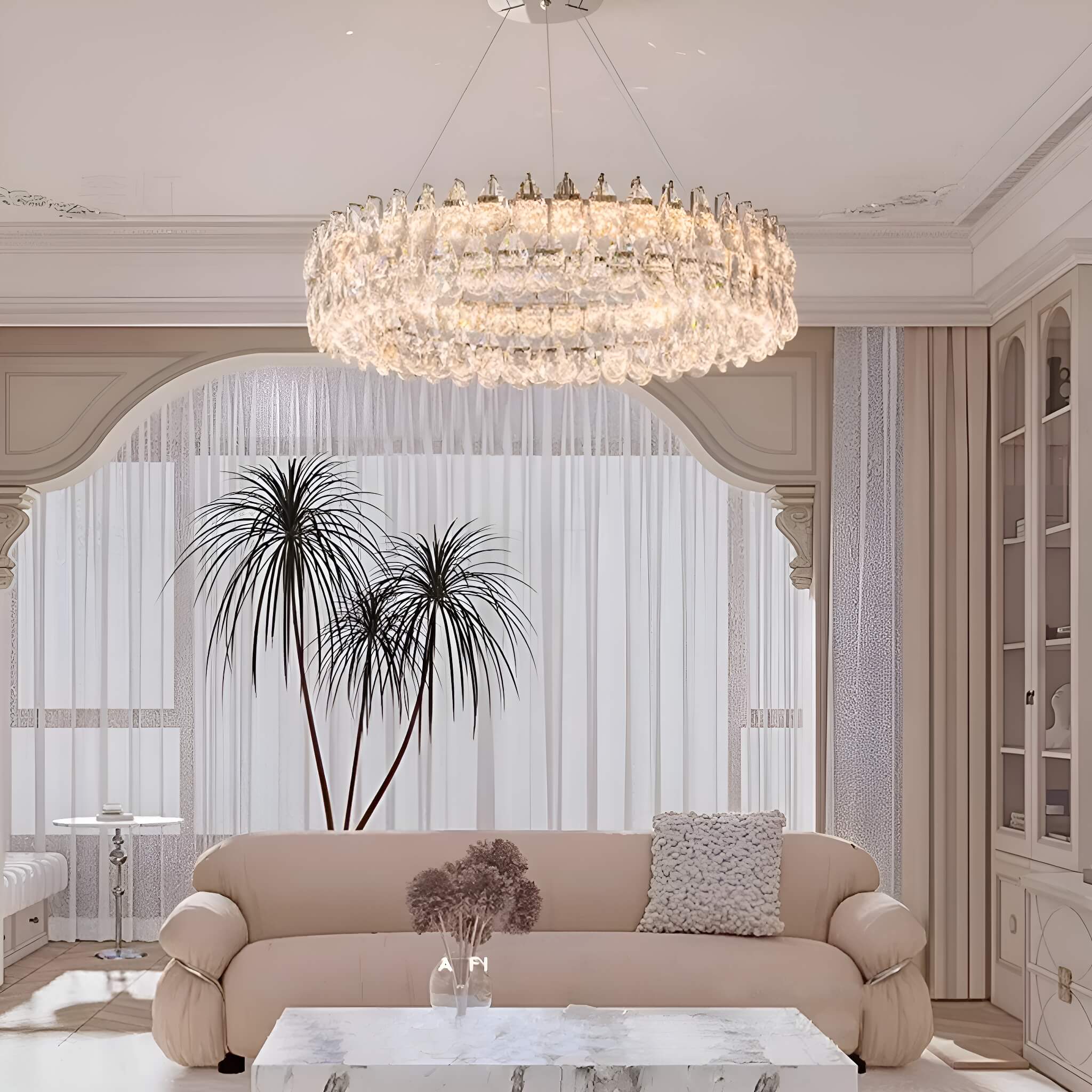 One Ring Crystal Pendant Light Living Room