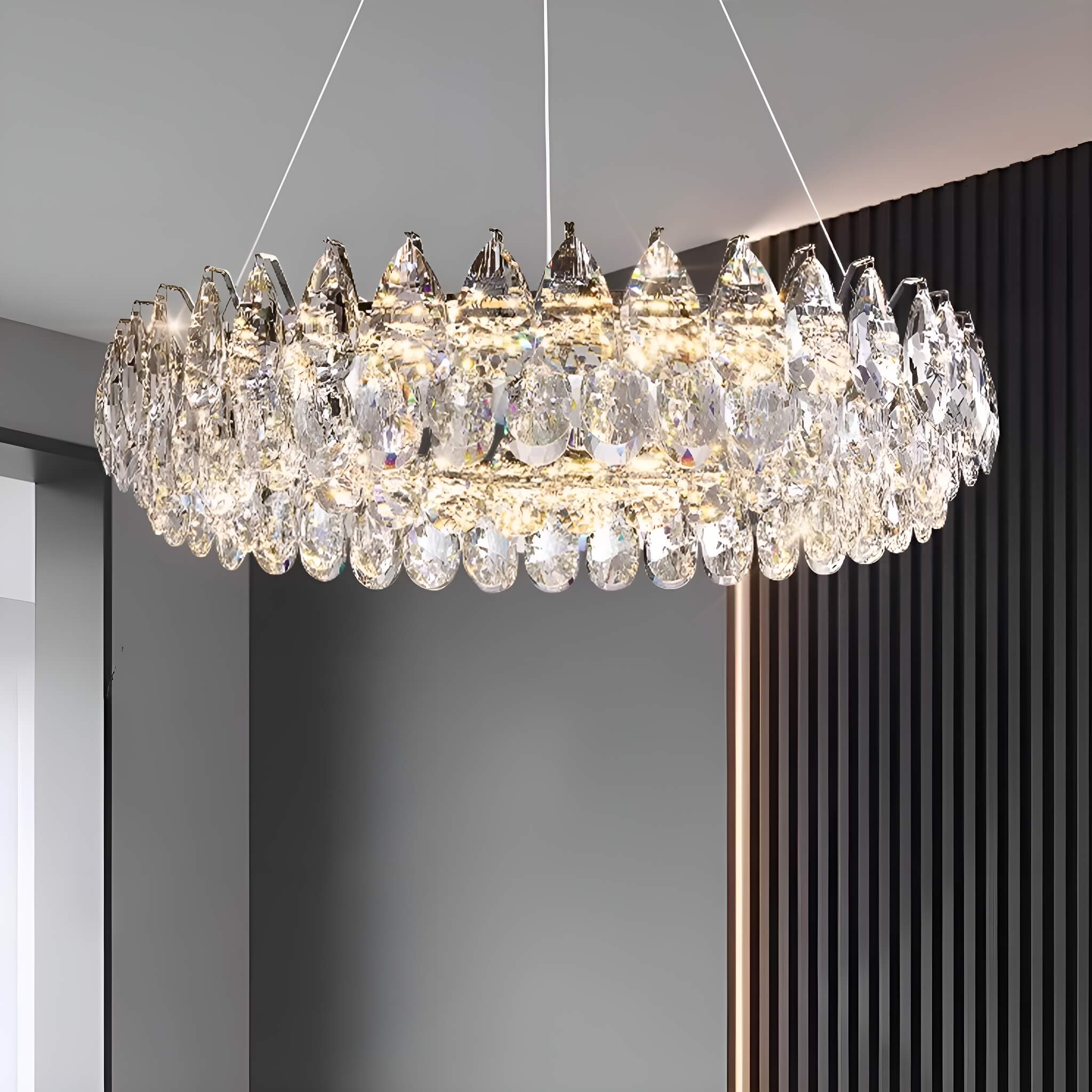 One Ring Crystal Pendant Light Living Room