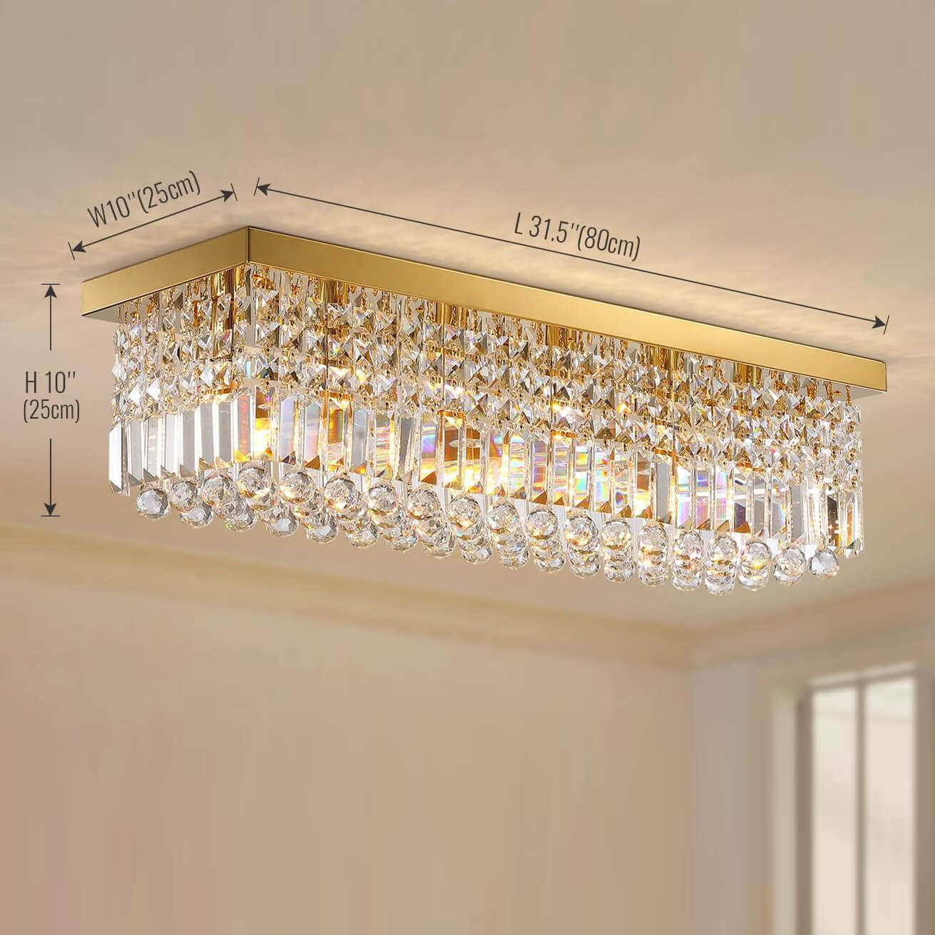 Orlina Luxury Gold Crystal Ceiling Light