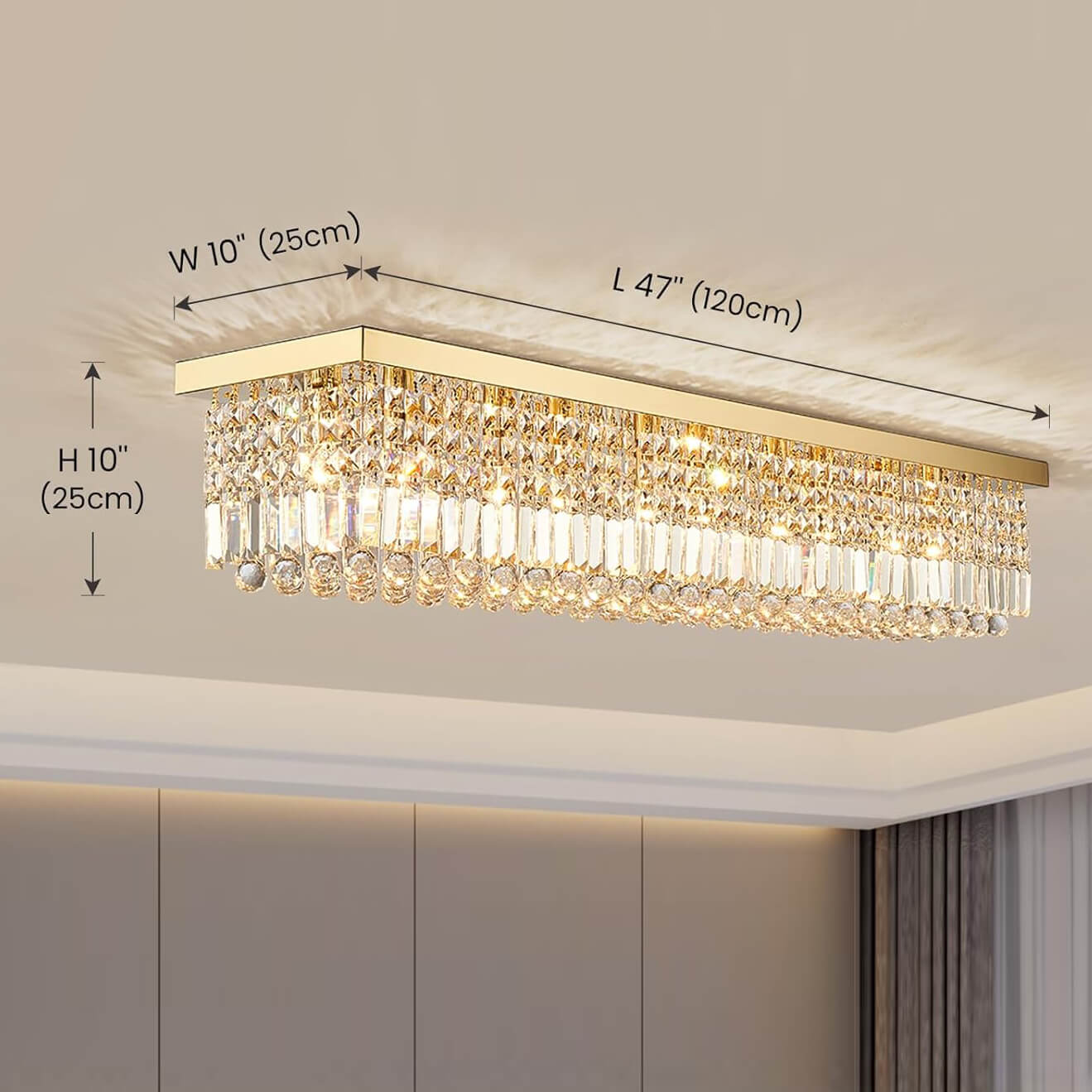 Orlina Luxury Gold Crystal Ceiling Light