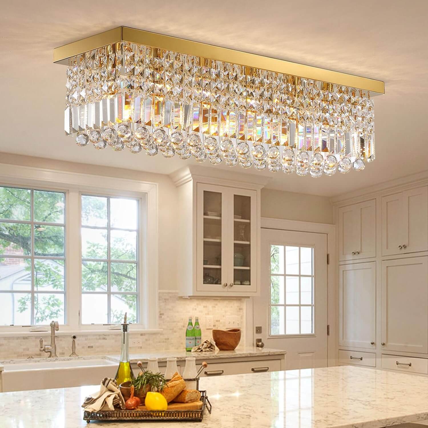 Orlina Luxury Gold Crystal Ceiling Light