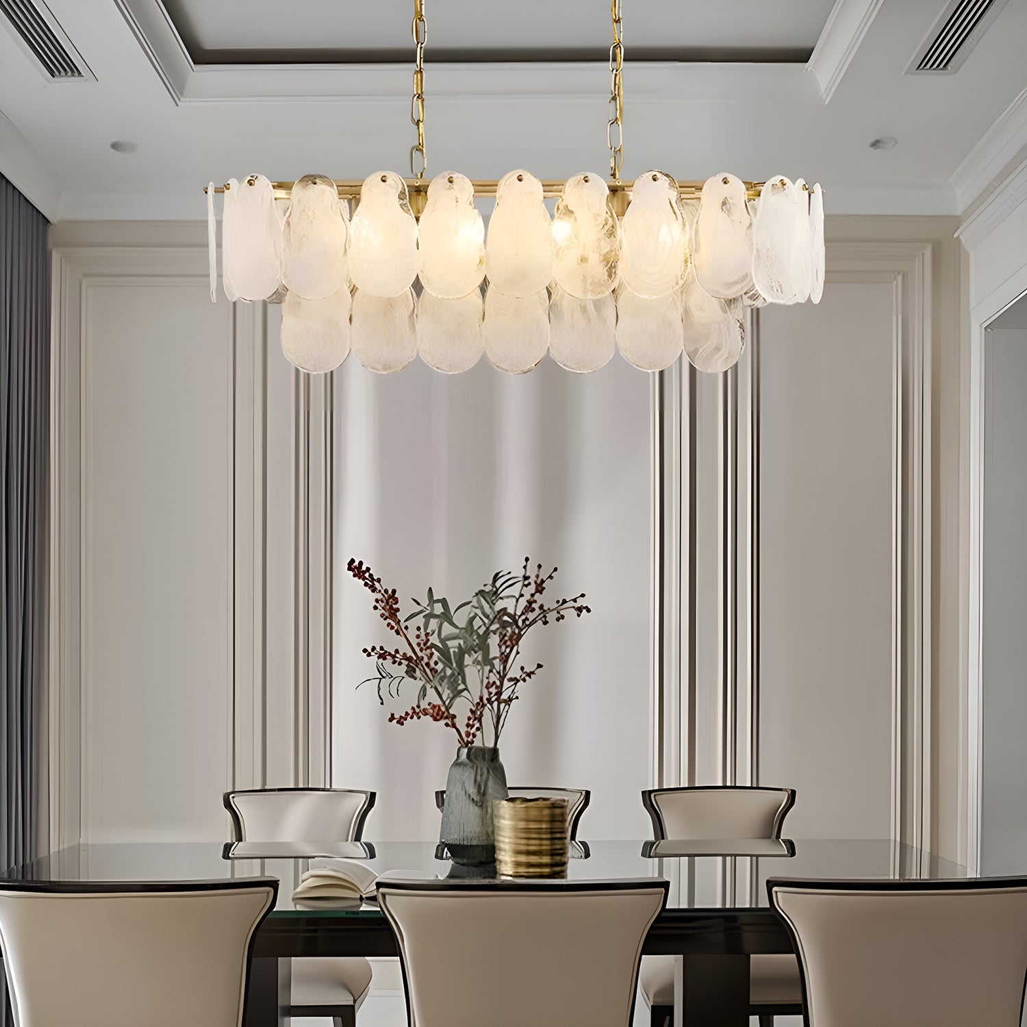 Oval Glass Chandelier Kitchen Island Lighting Fixture