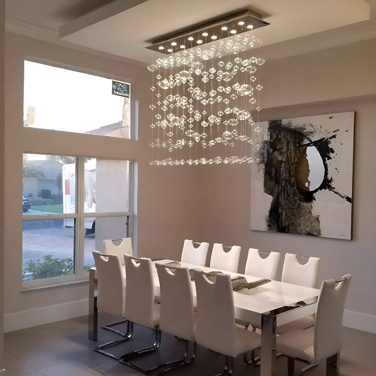 Rectangular Base Bubble Glass Chandelier - Ceiling Lights