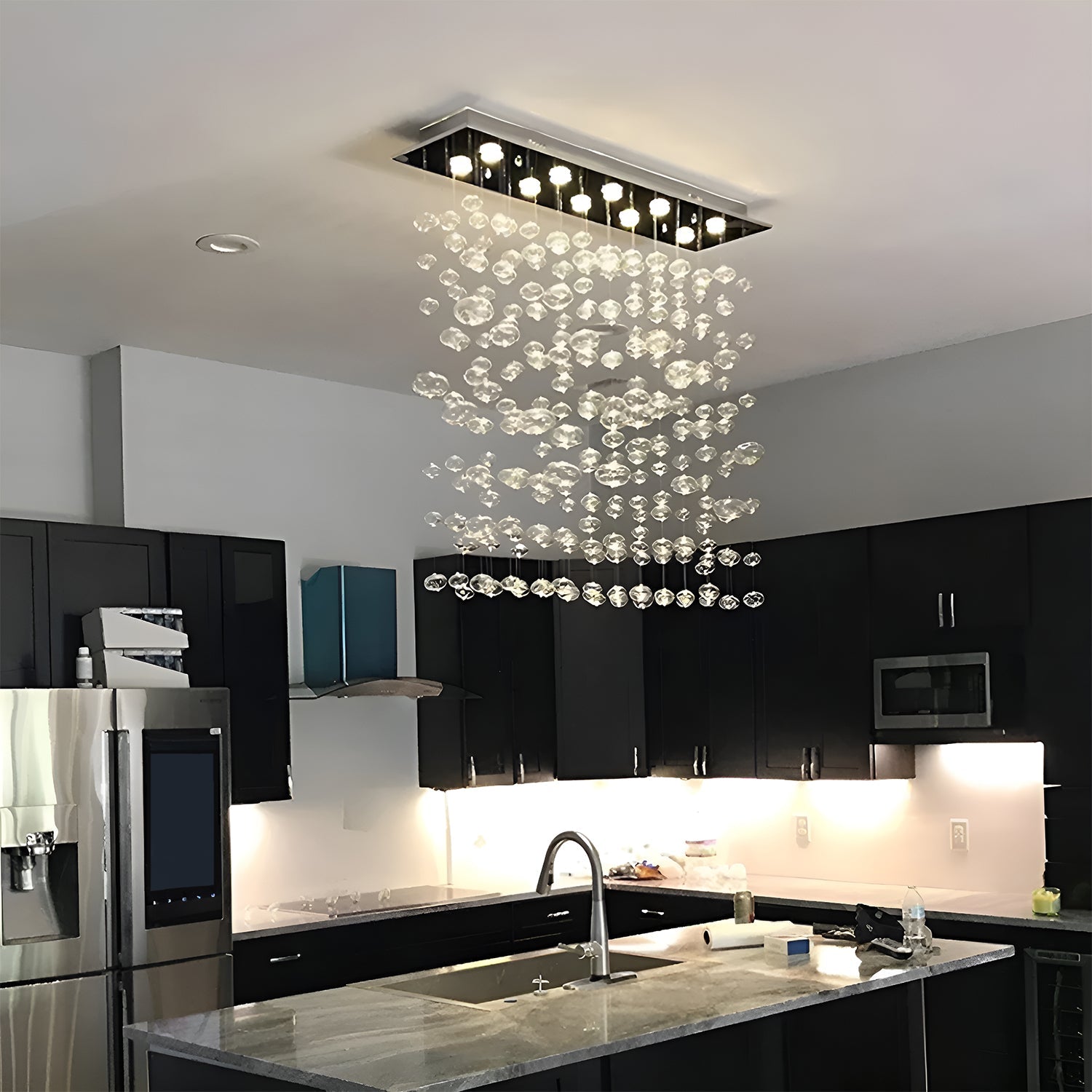 Rectangular Base Bubble Glass Chandelier - Ceiling Lights