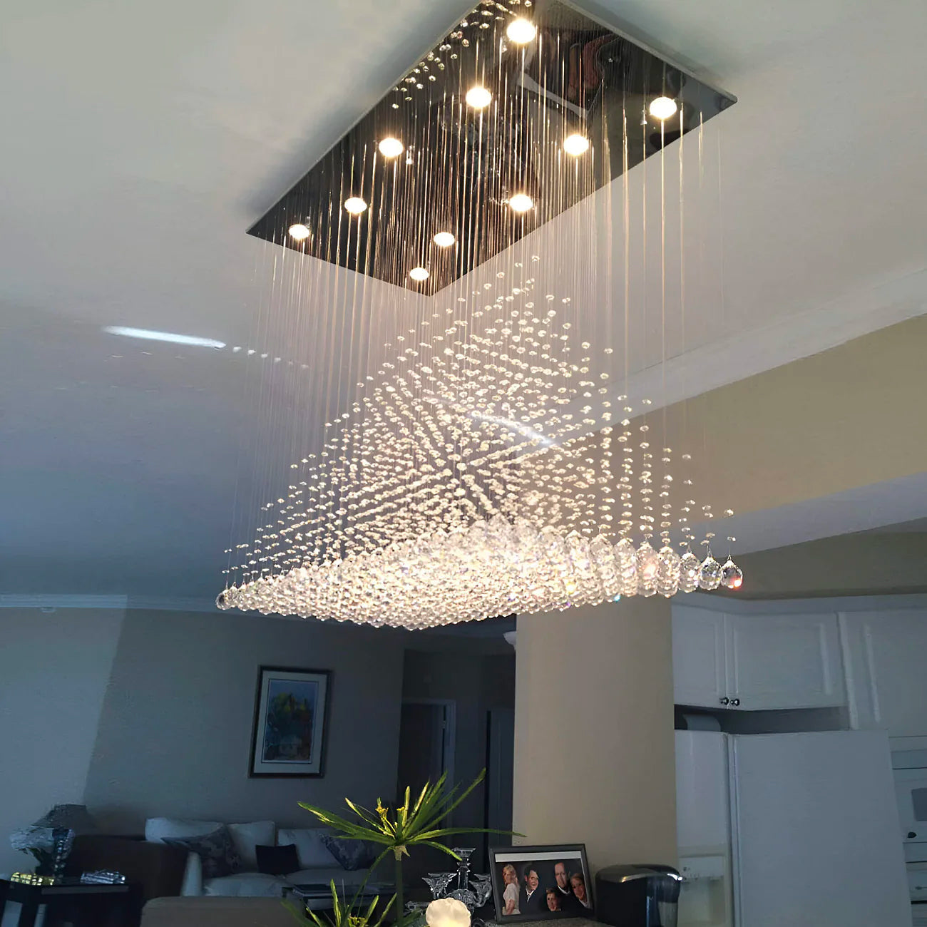 Rectangular Base Pyramid Raindrop Crystal Ceiling Lights