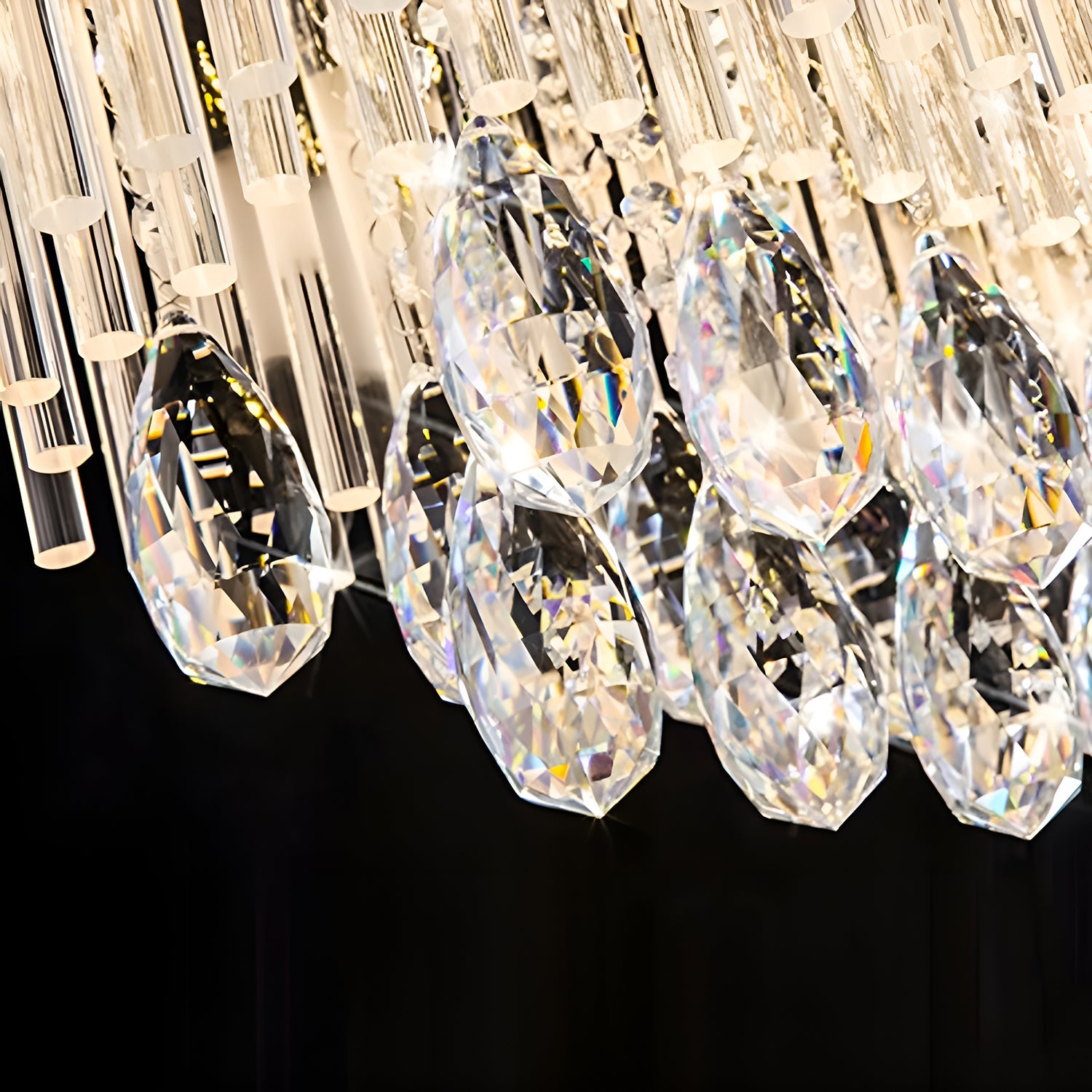 Rectangular Frosted Crystal Chandelier