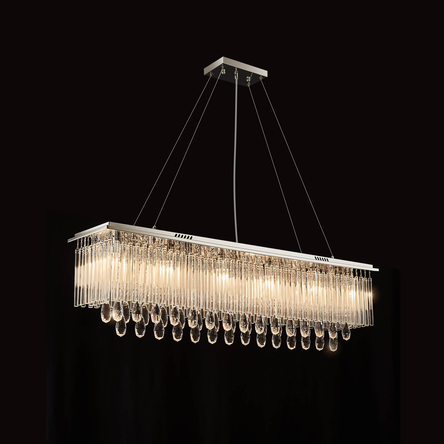 Rectangular Frosted Crystal Chandelier