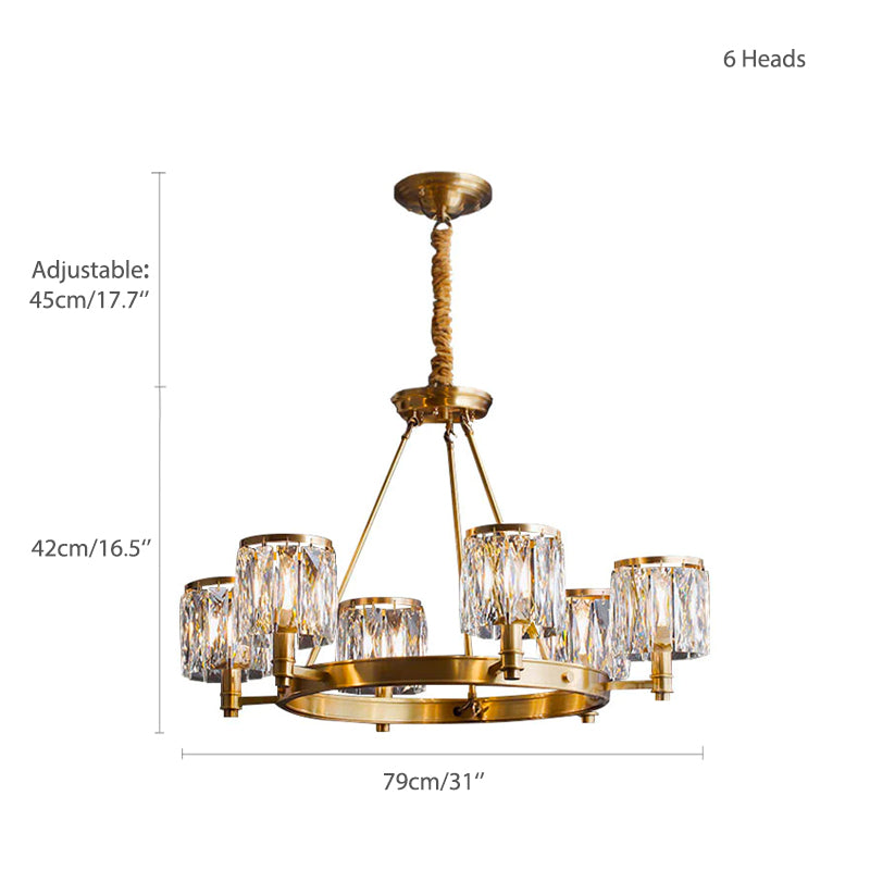 Round Modern Rustic Crystal Brass Chandelier