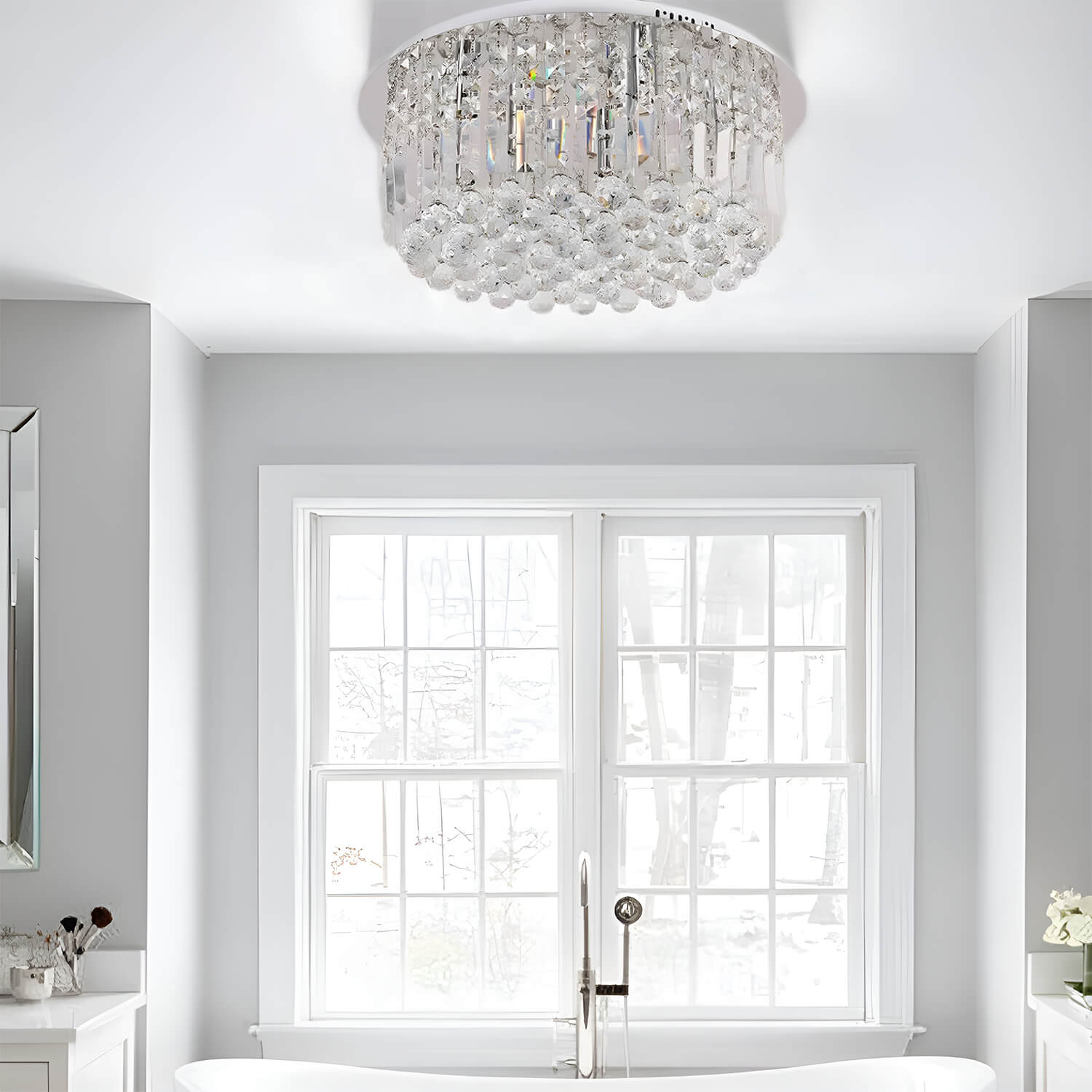 Round Shaped Raindrop Crystal Chandelier Ceiling Lights