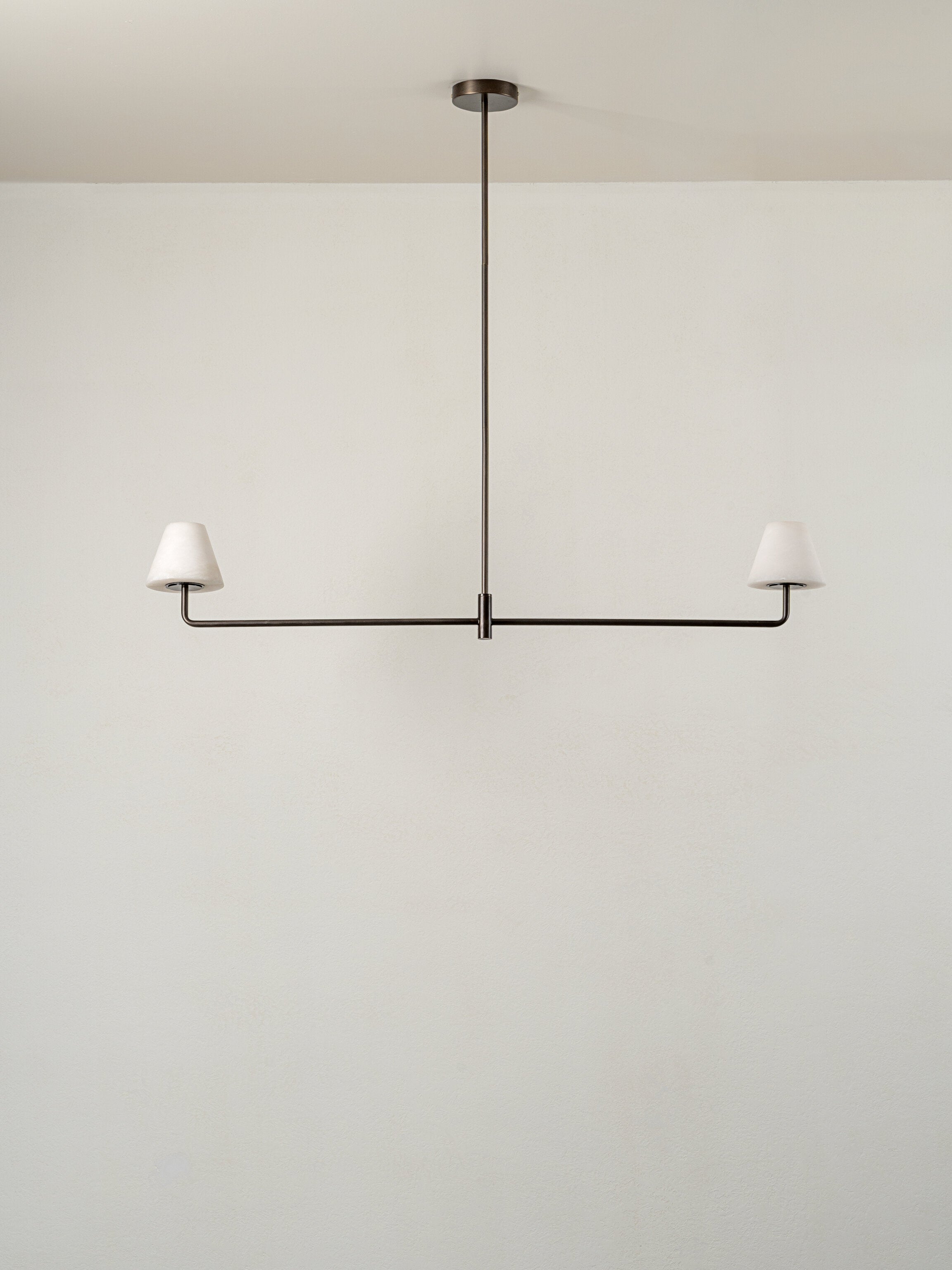 Alba - 2 light alabaster and bronze bar ceiling pendant