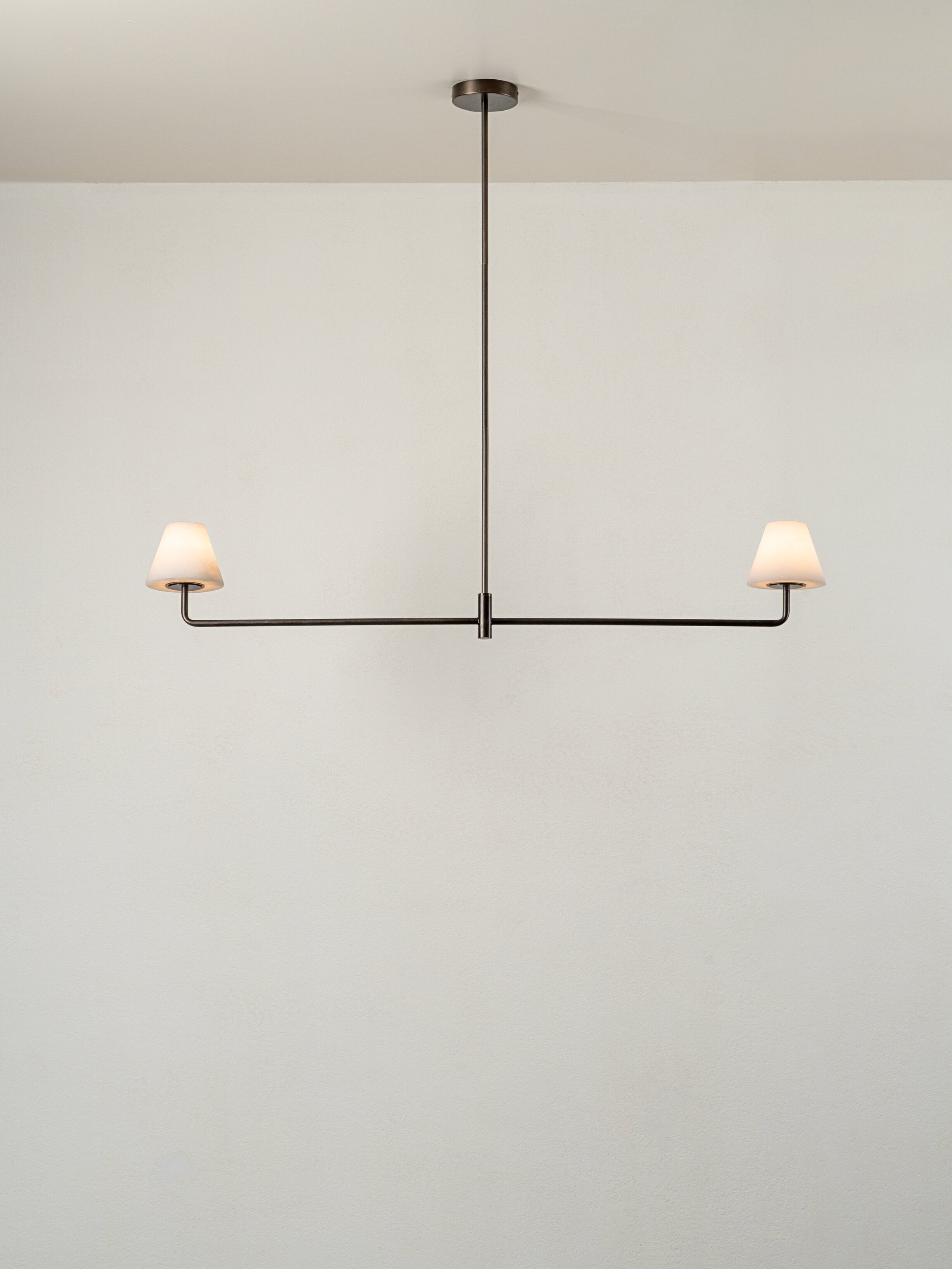 Alba - 2 light alabaster and bronze bar ceiling pendant