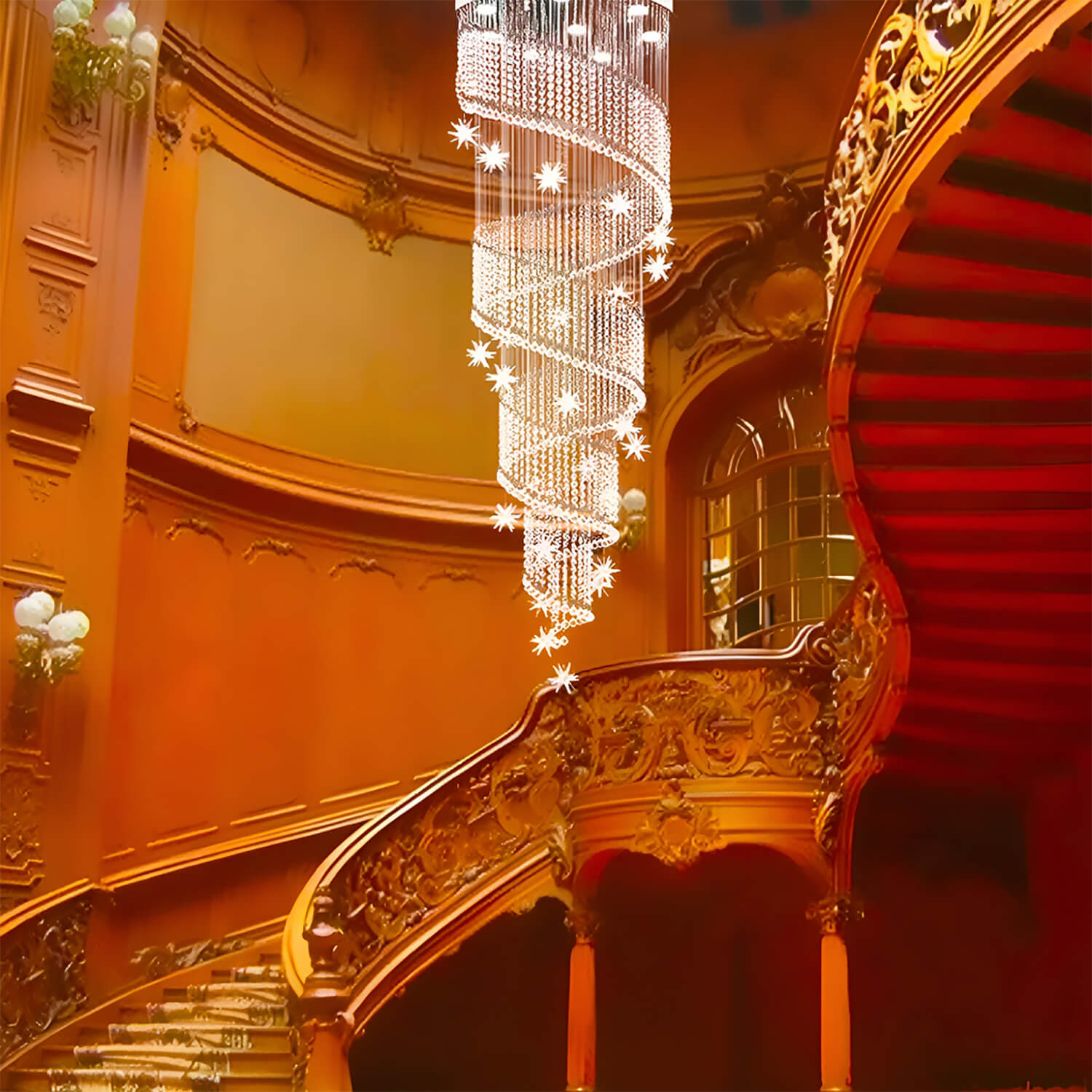 Spiral Meteor Shower Crystal Raindrop Chandelier - Staircase Chandelier