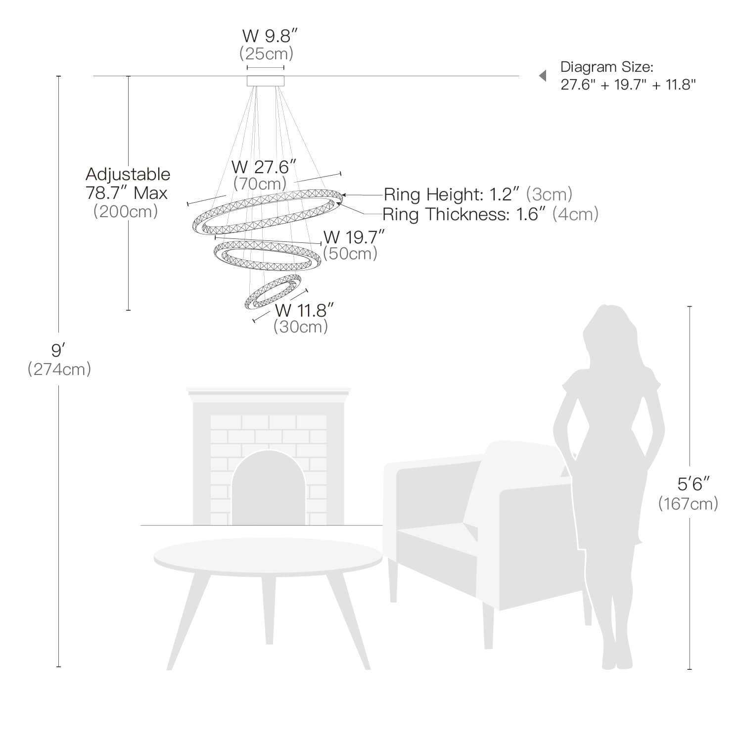 Crystal Ring Chandelier - Multi-Ring Choices