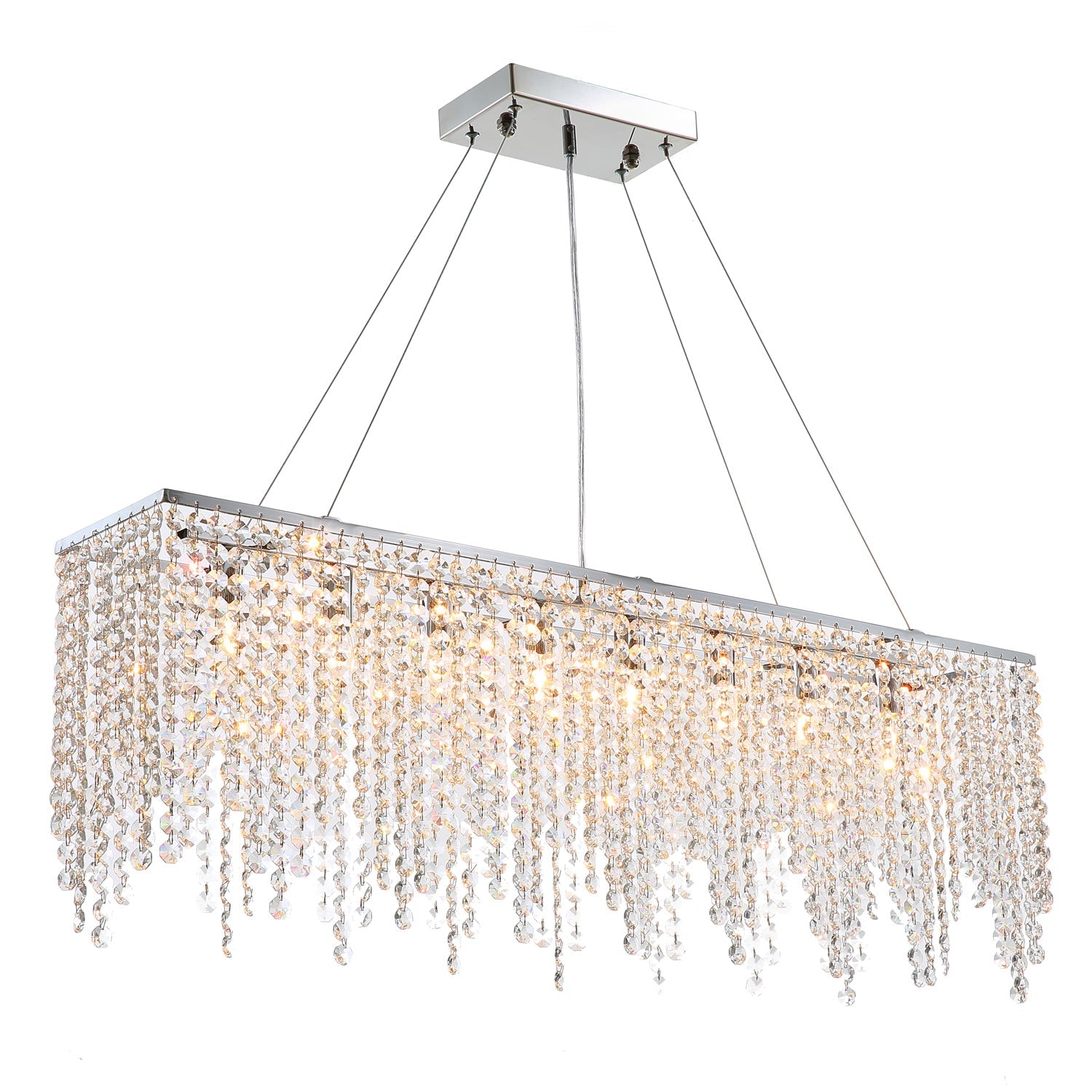 Linear Island Chandelier Crystal Pendant Light